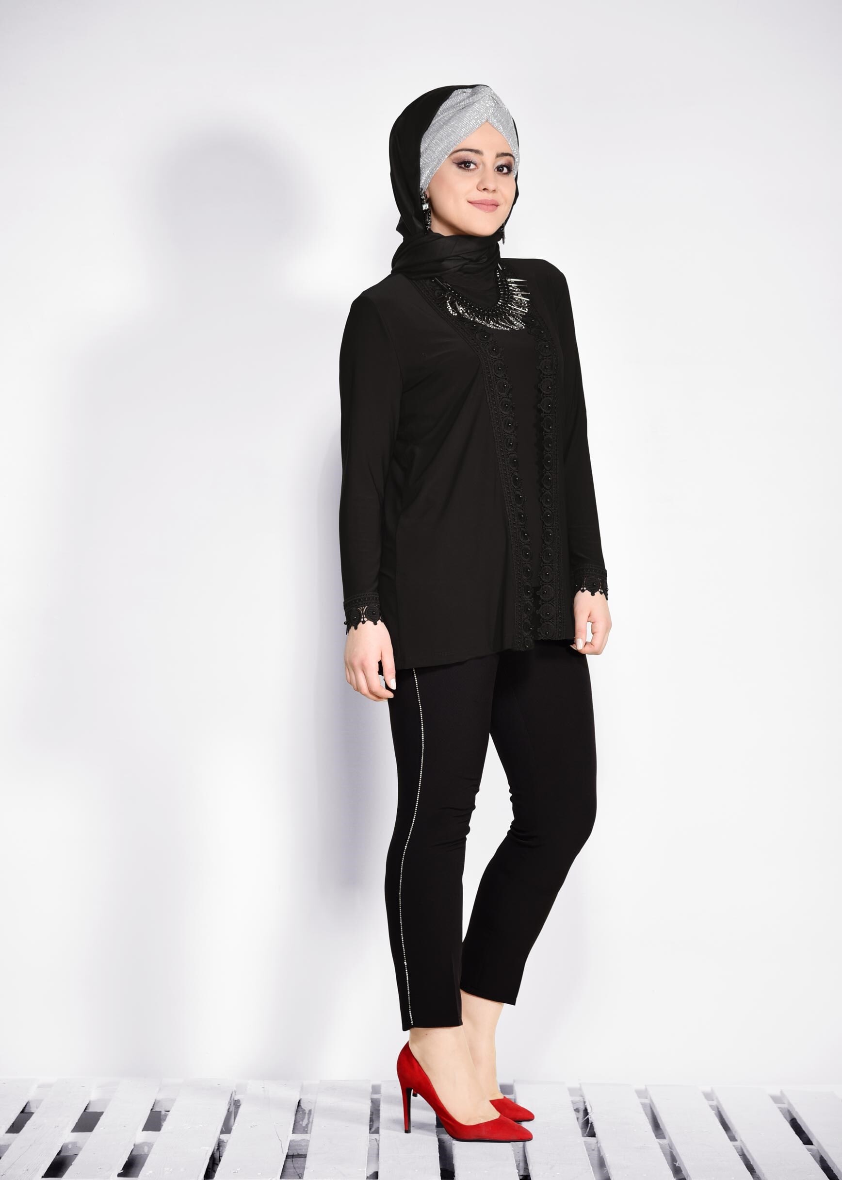 Hijab clothing BLACK 2802 VİZONA 2′Lİ BLUZ 44/48 TEK46