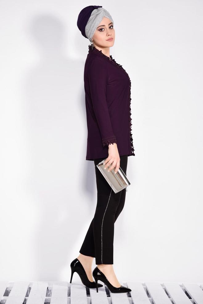 Vêtements hijab POURPRE 2802 VİZONA 2′Lİ BLUZ 44/48 TEK46 - ALVİNA