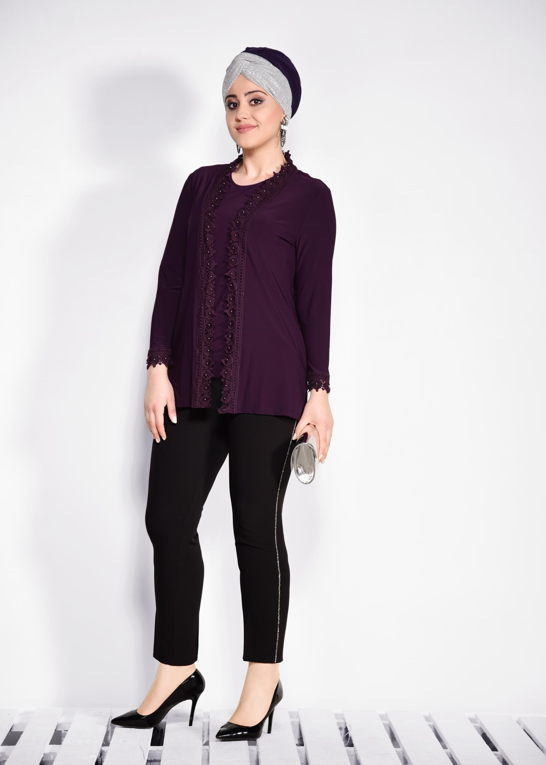 Vêtements hijab POURPRE 2802 VİZONA 2′Lİ BLUZ 44/48 TEK46