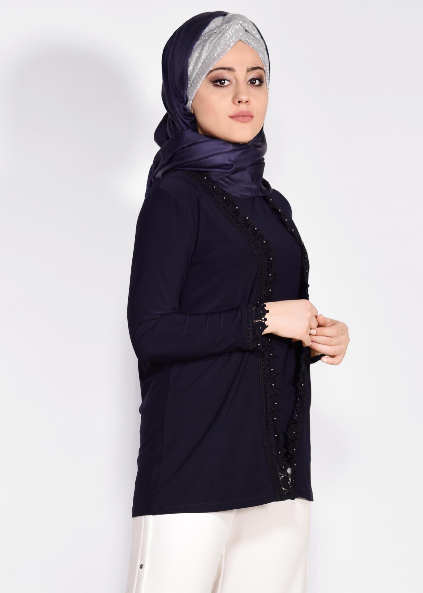 Hijab clothing NAVY BLUE 2802 VİZONA 2′Lİ BLUZ 44/48 TEK46