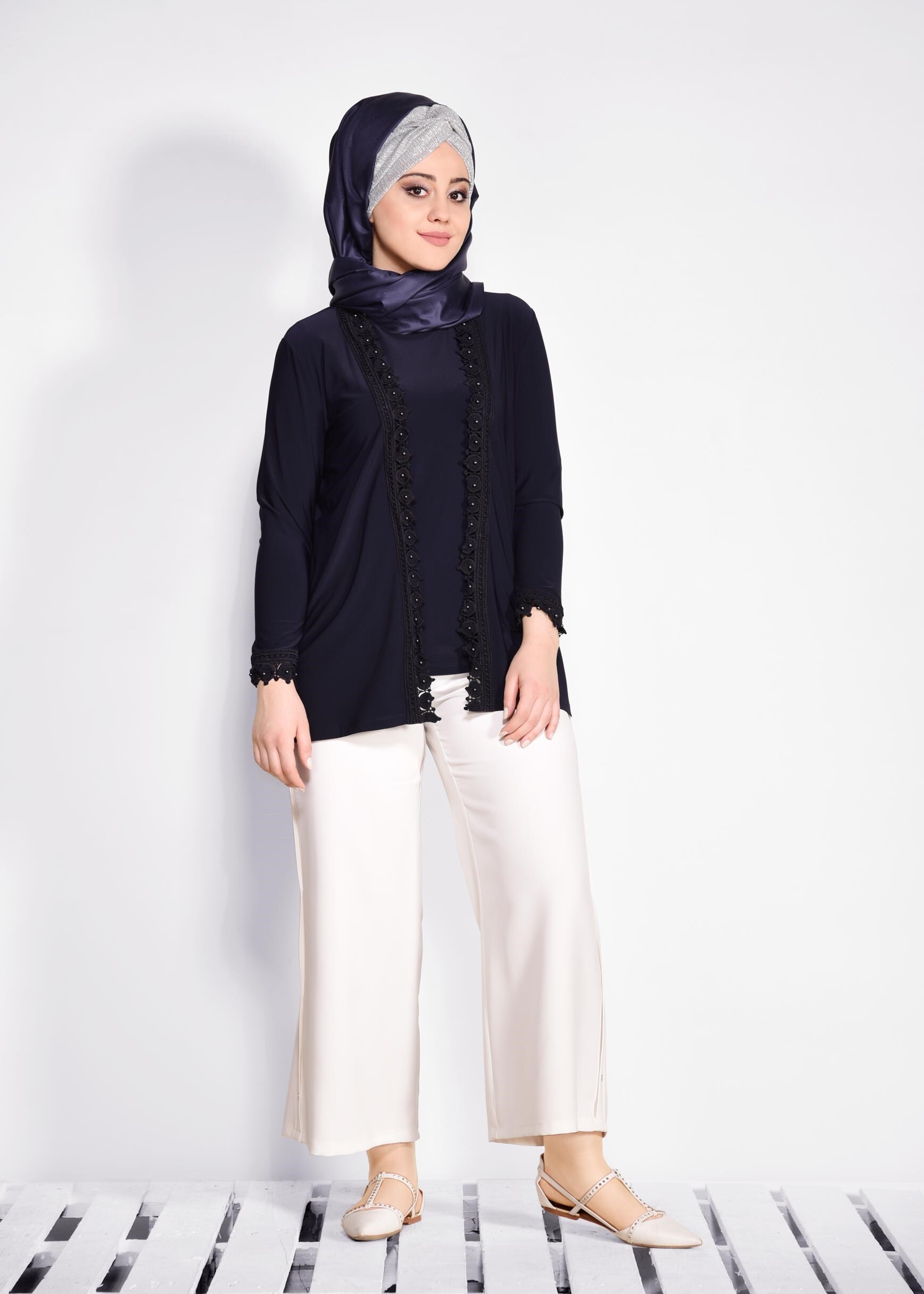Hijab clothing NAVY BLUE 2802 VİZONA 2′Lİ BLUZ 44/48 TEK46