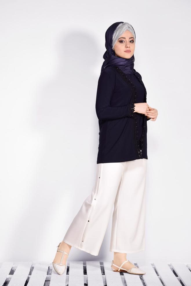 Vêtements hijab BLEU MARINE 2802 VİZONA 2′Lİ BLUZ 44/48 TEK46 - ALVİNA