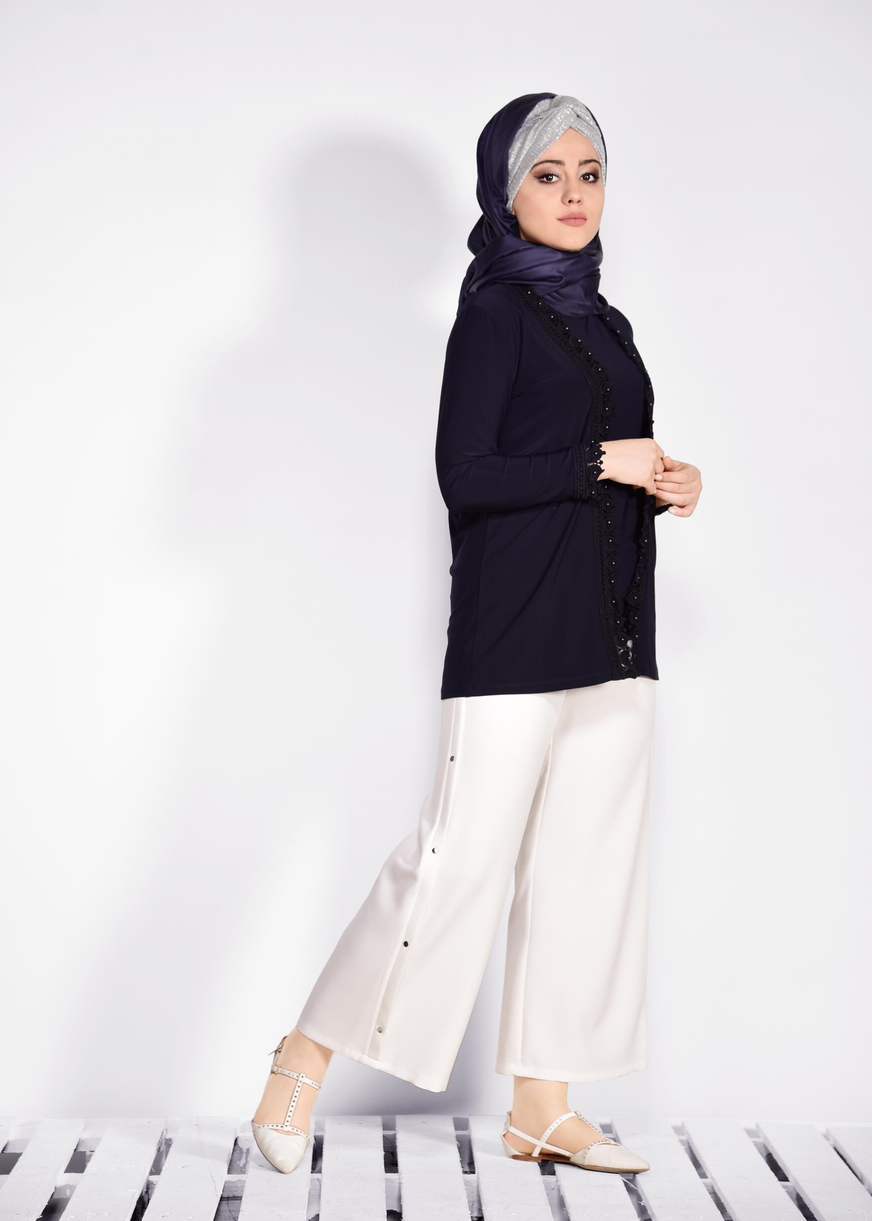Hijab clothing NAVY BLUE 2802 VİZONA 2′Lİ BLUZ 44/48 TEK46