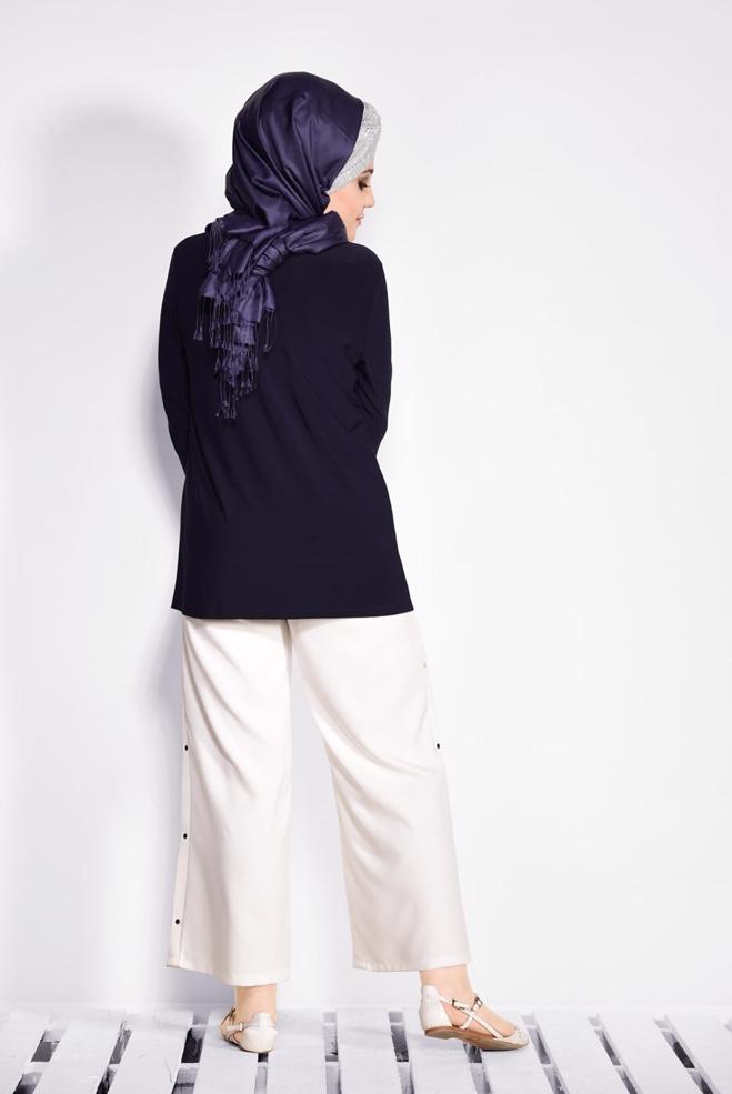 Vêtements hijab BLEU MARINE 2802 VİZONA 2′Lİ BLUZ 44/48 TEK46 - ALVİNA