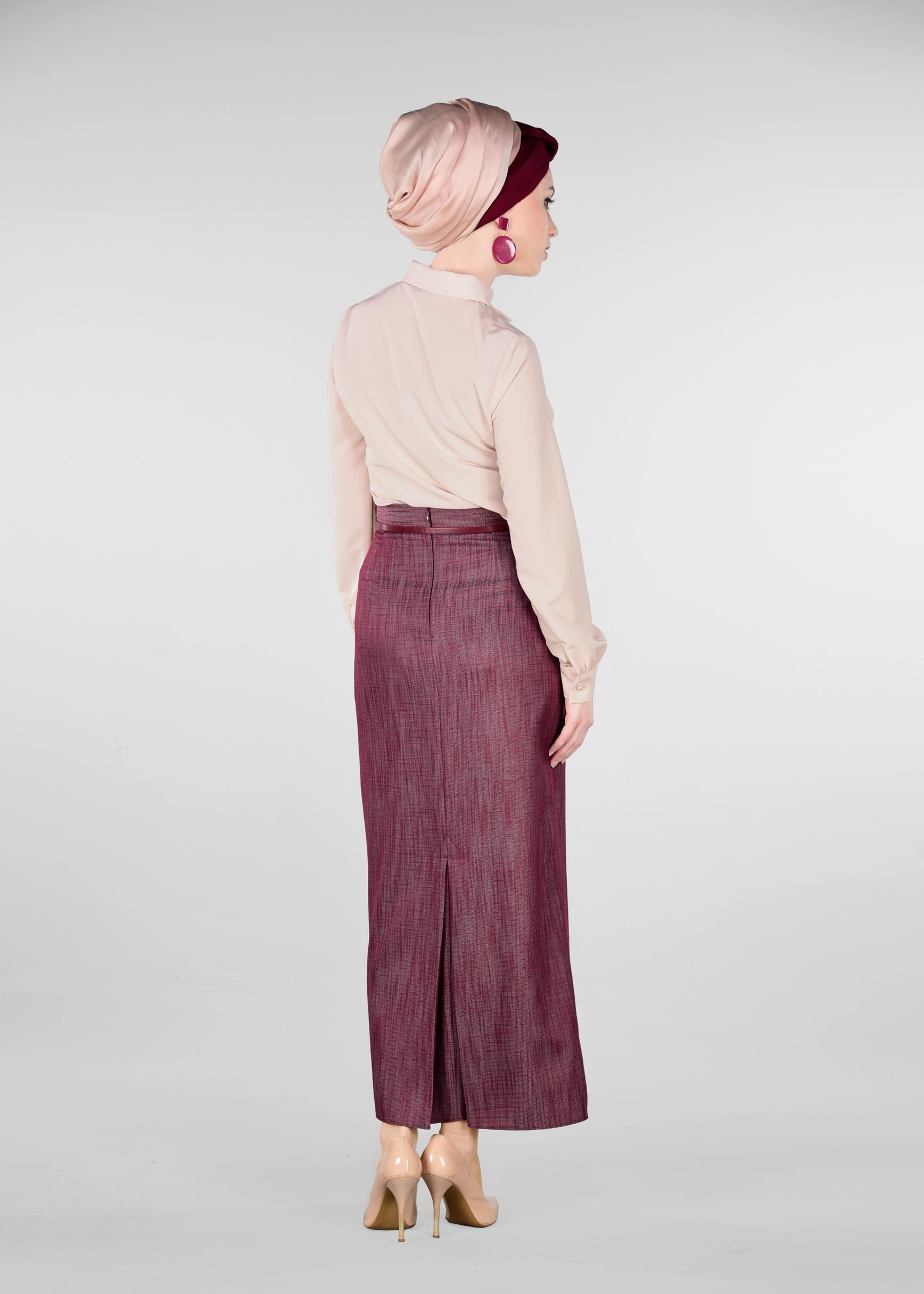 Tesettür giyim PUDRA TAŞ BASKILI BLUZ 4001