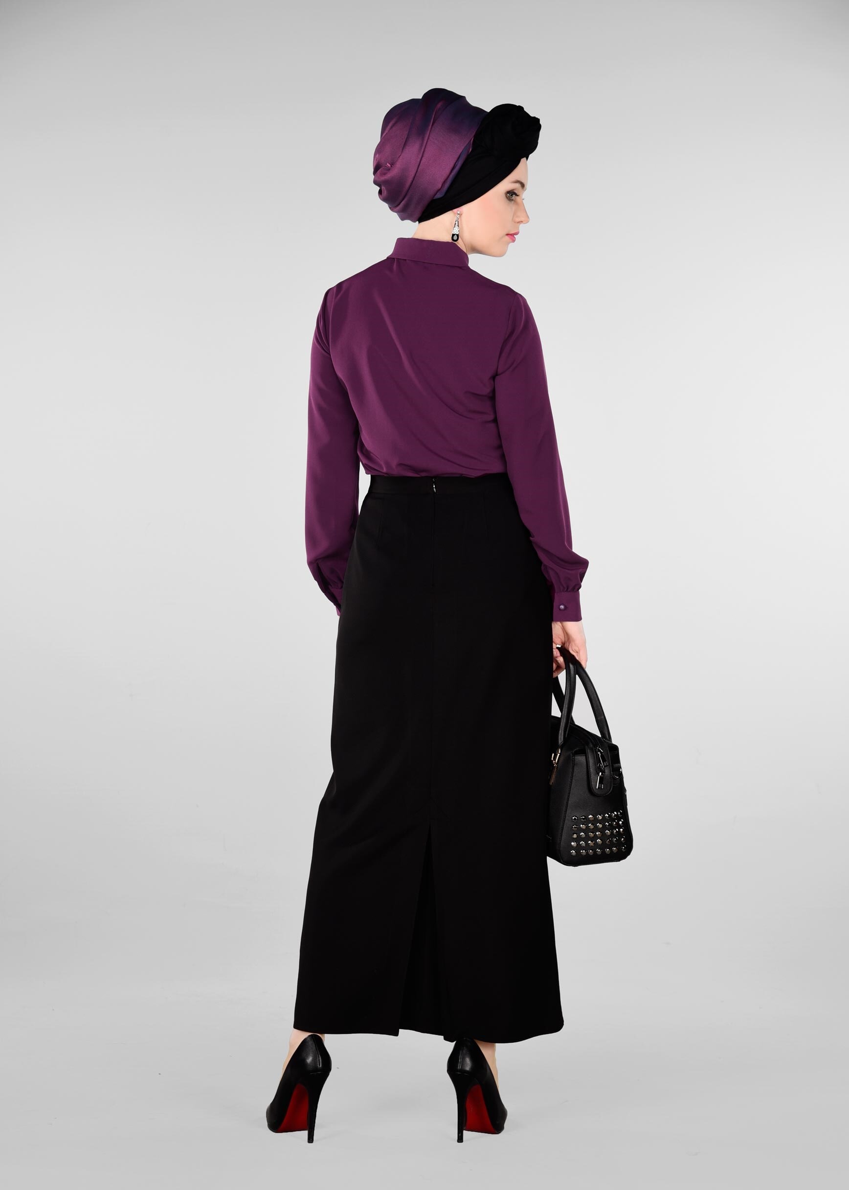 Tesettür giyim MÜRDÜM TAŞ BASKILI BLUZ 4001