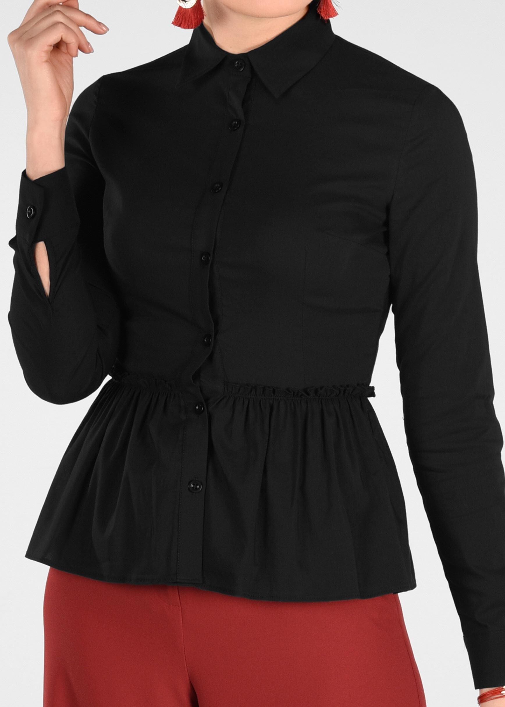 Tesettür giyim SİYAH PİLİSELİ DÜĞMELİ BLUZ 4004