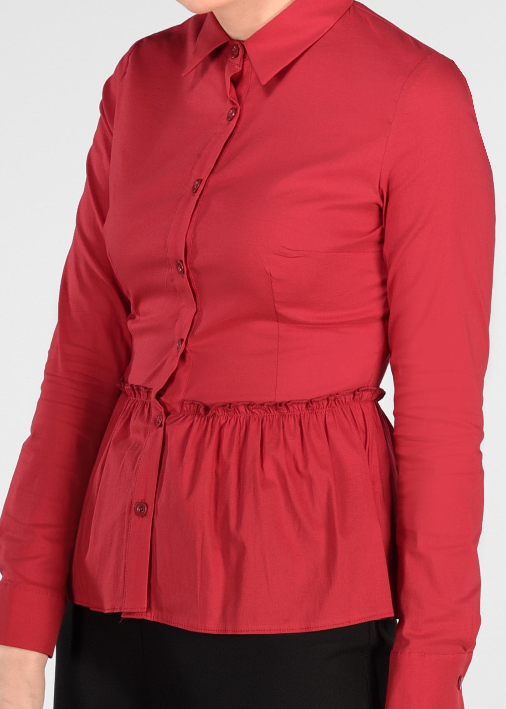 Tesettür giyim KIRMIZI PİLİSELİ DÜĞMELİ BLUZ 4004