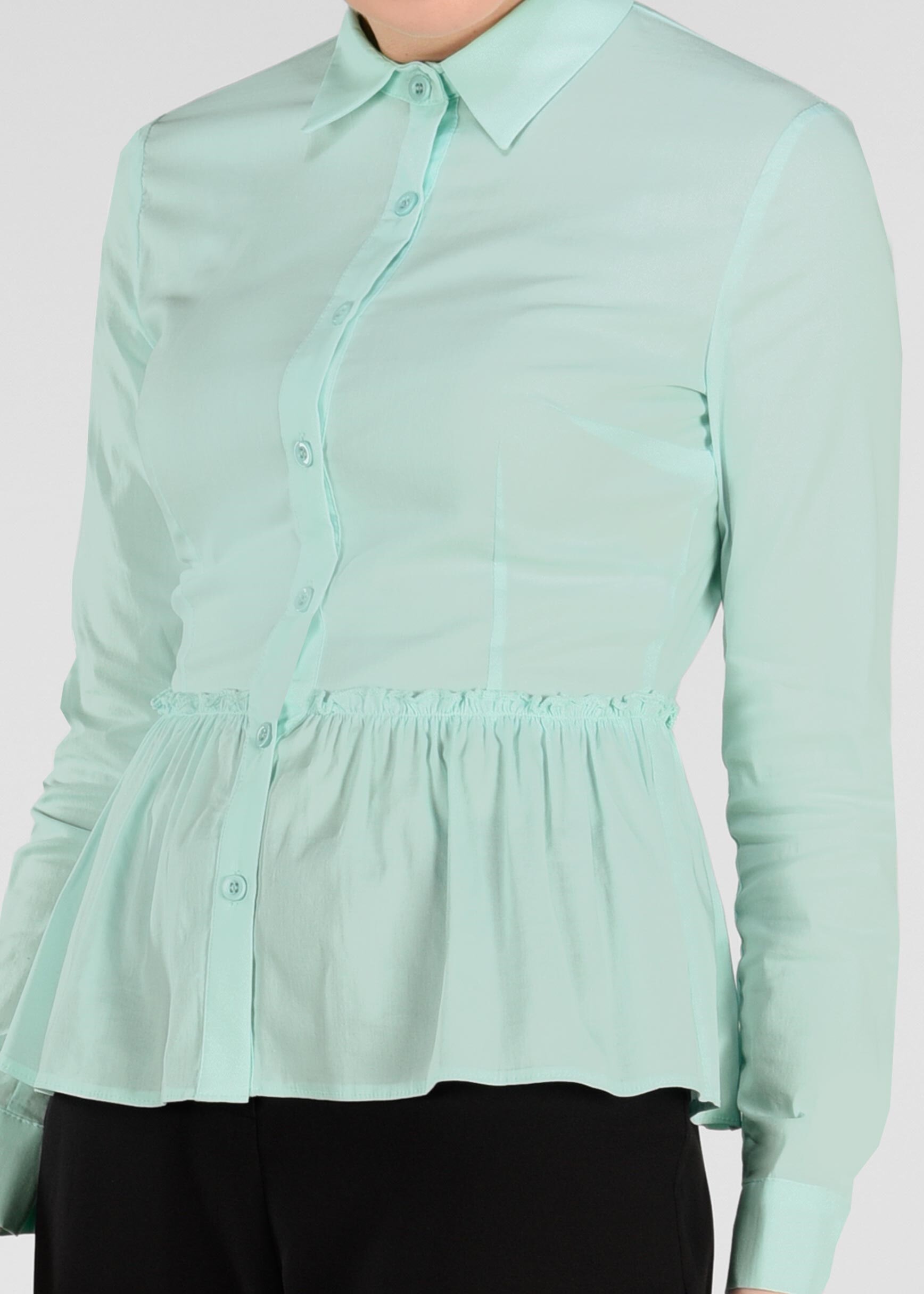 Tesettür giyim YEŞİL PİLİSELİ DÜĞMELİ BLUZ 4004