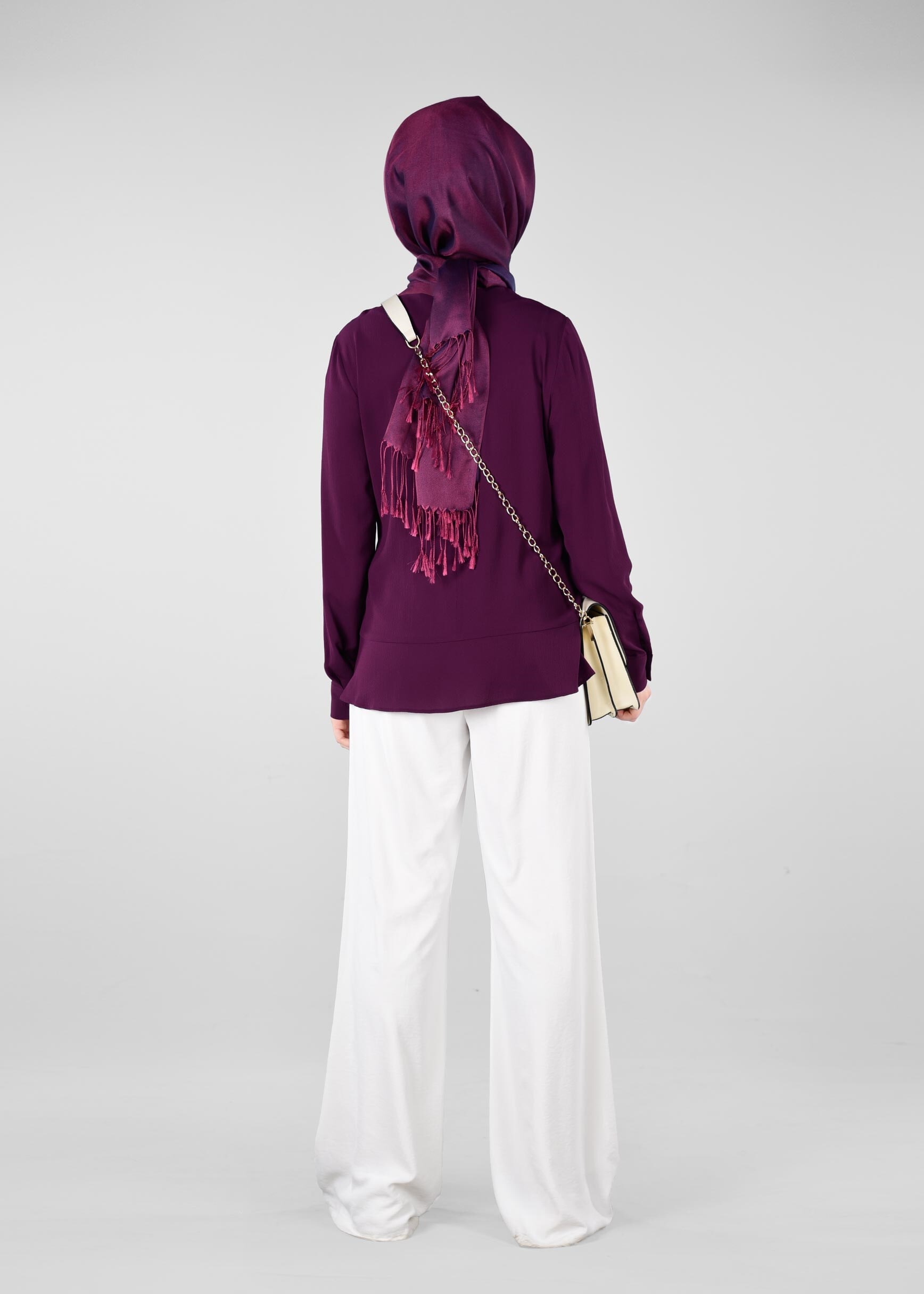 Tesettür giyim MOR FIRFIR DETAYLI BLUZ 4080