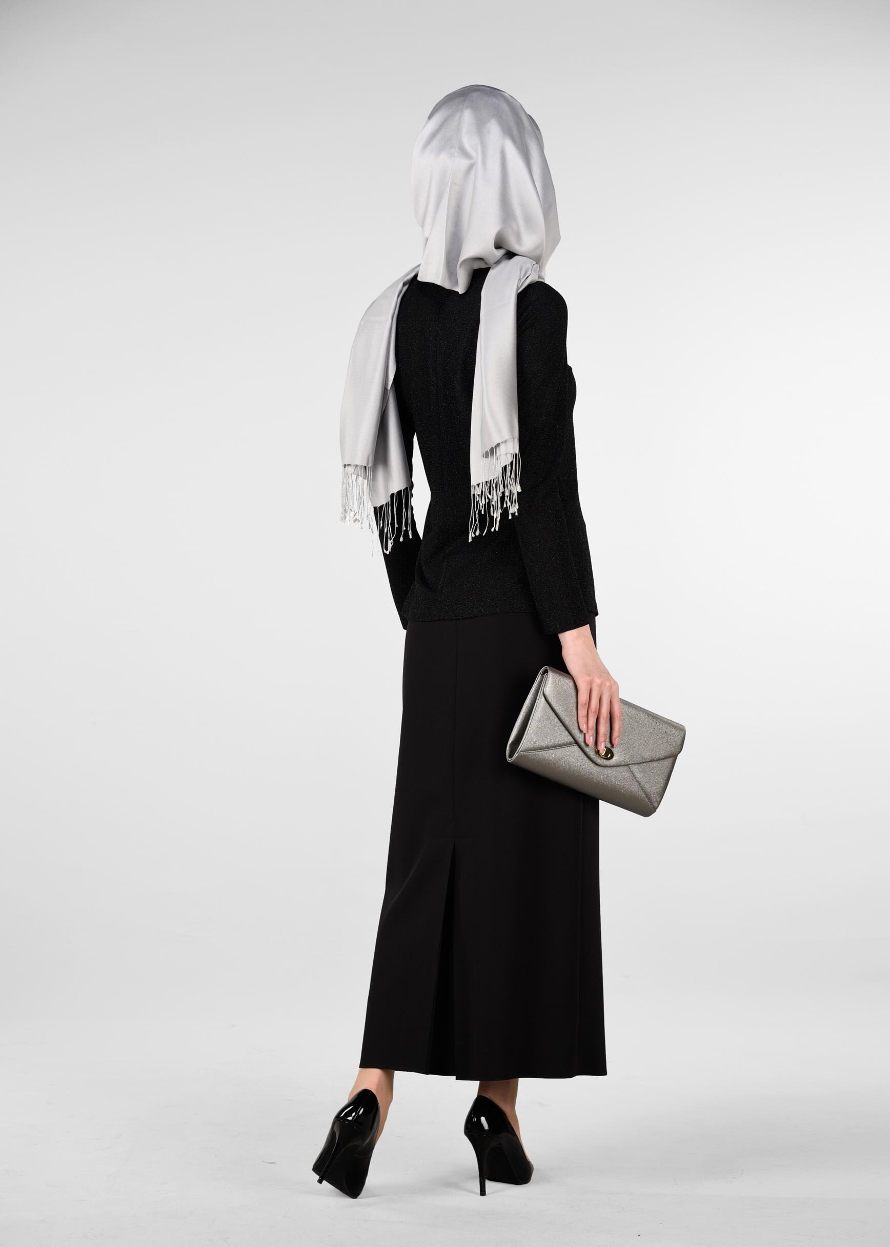 Tesettür giyim SİYAH PARILTILI BLUZ 4081