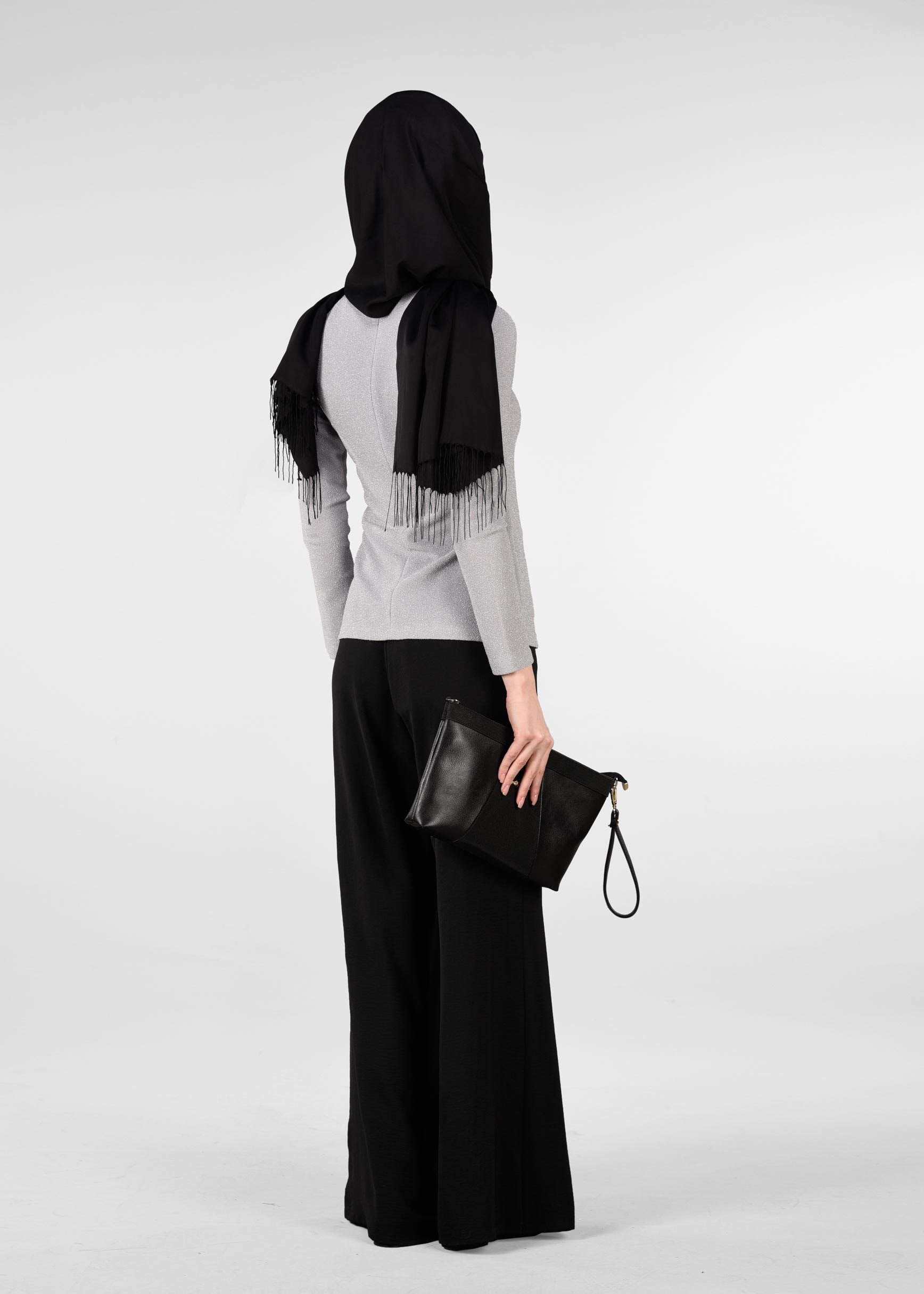 Tesettür giyim GRİ PARILTILI BLUZ 4081