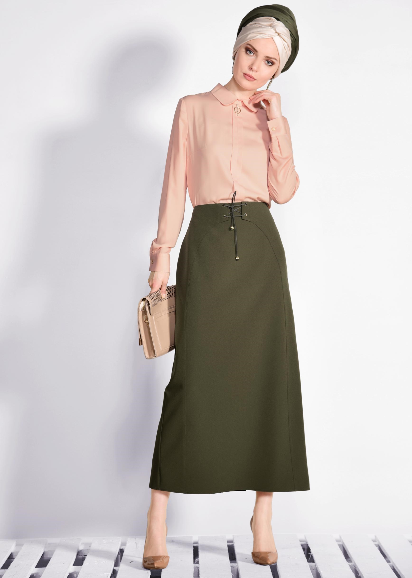 Tesettür giyim PUDRA BEBE YAKA BLUZ 4096