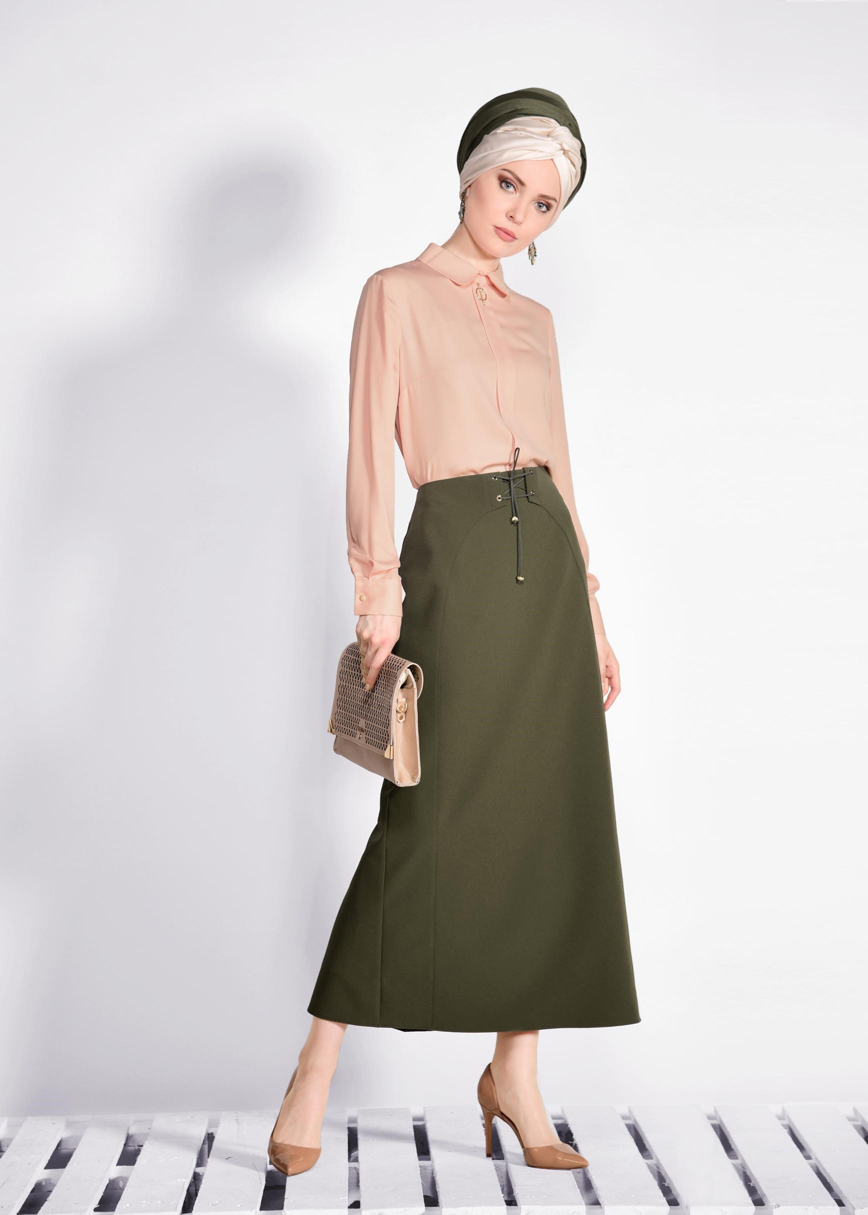 Tesettür giyim PUDRA BEBE YAKA BLUZ 4096