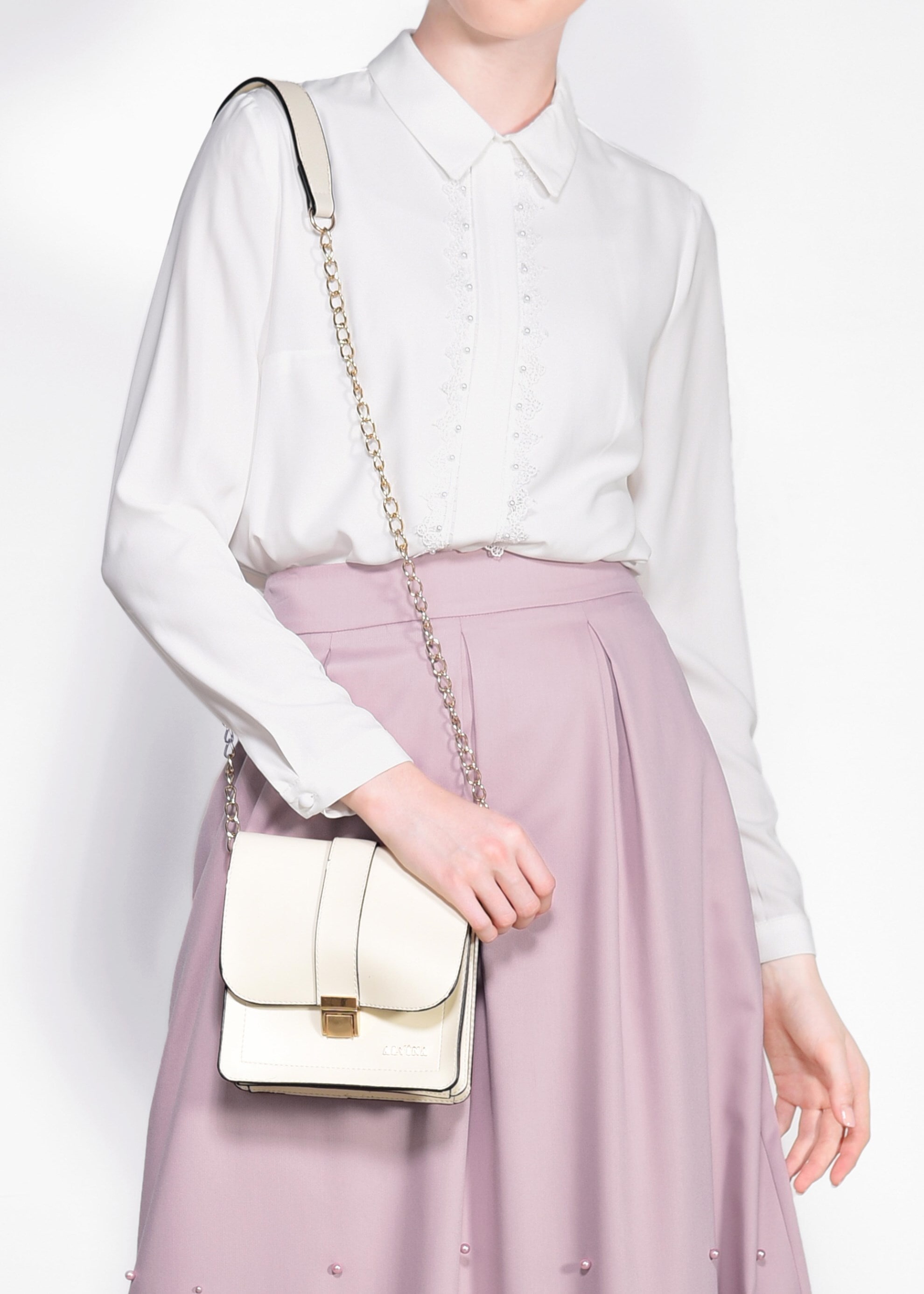 Tesettür giyim BEYAZ DANTEL DETAYLI BLUZ 4136