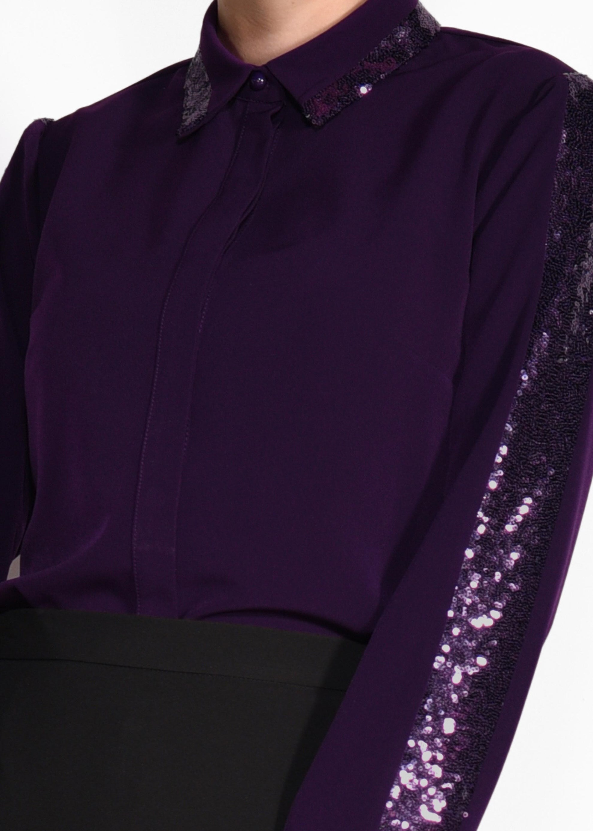 Tesettür giyim MOR PUL PAYET DETAYLI BLUZ 4138