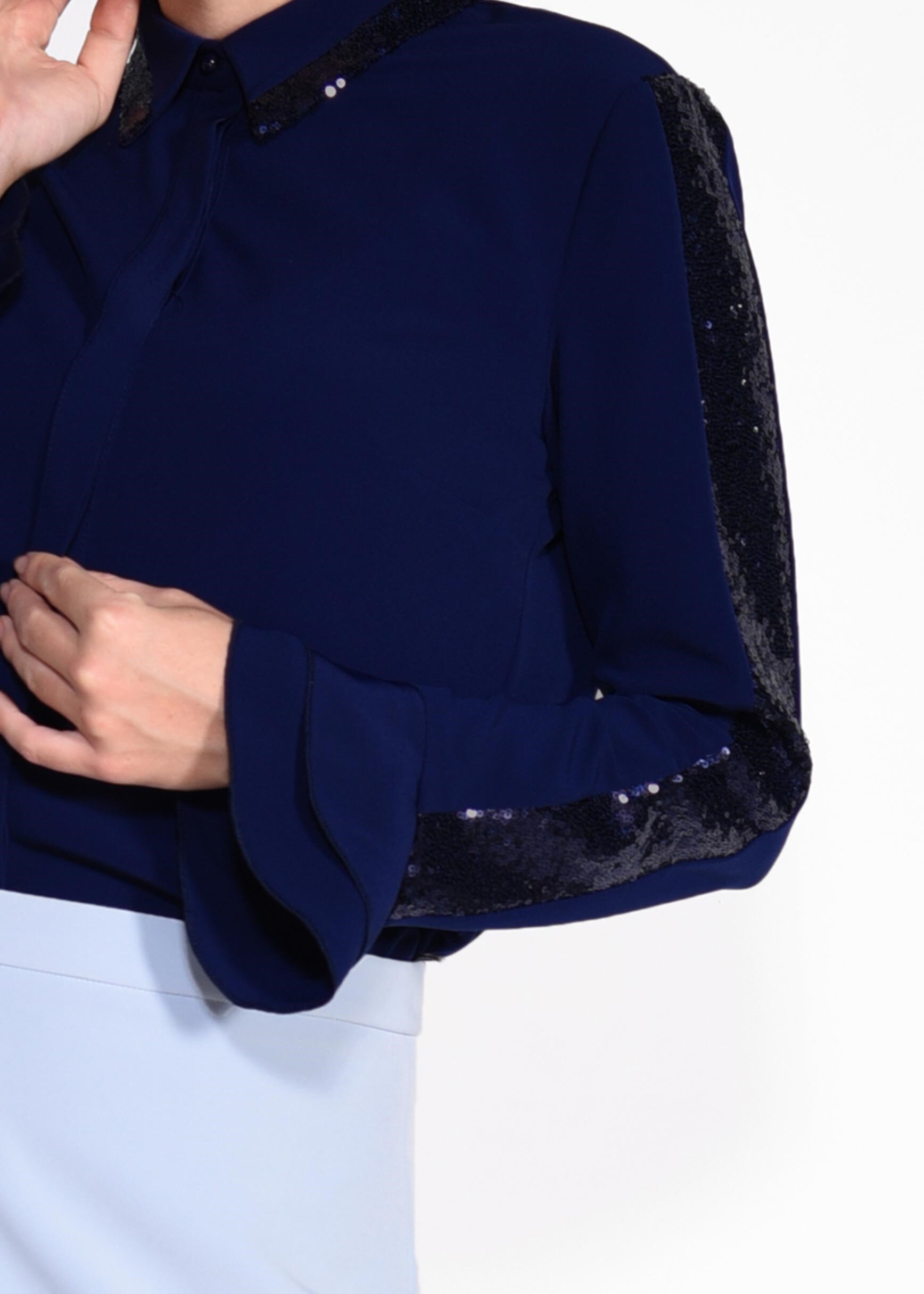 Tesettür giyim LACİVERT PUL PAYET DETAYLI BLUZ 4138