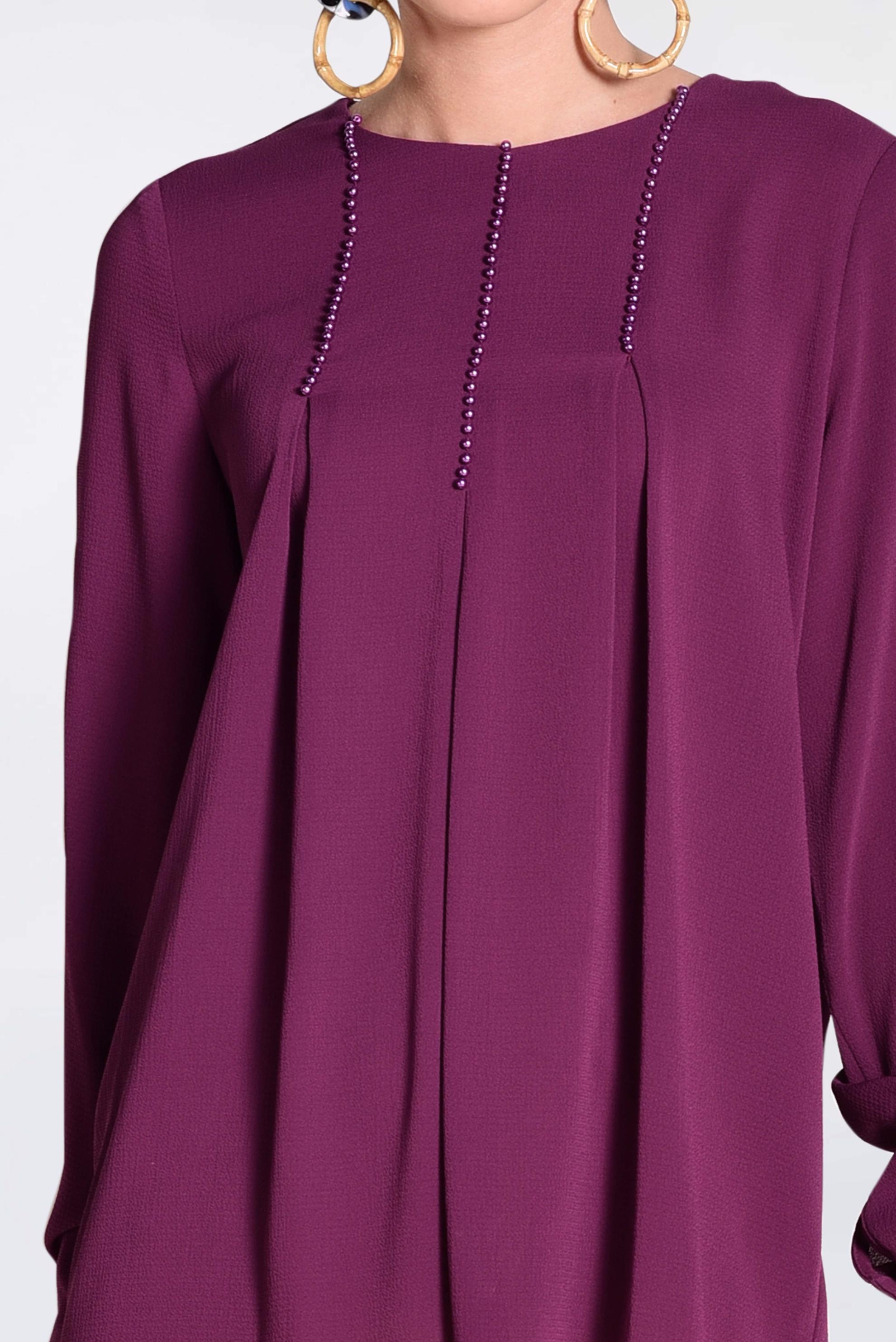 Tesettür giyim FUŞYA İŞLEMELİ BLUZ 4184