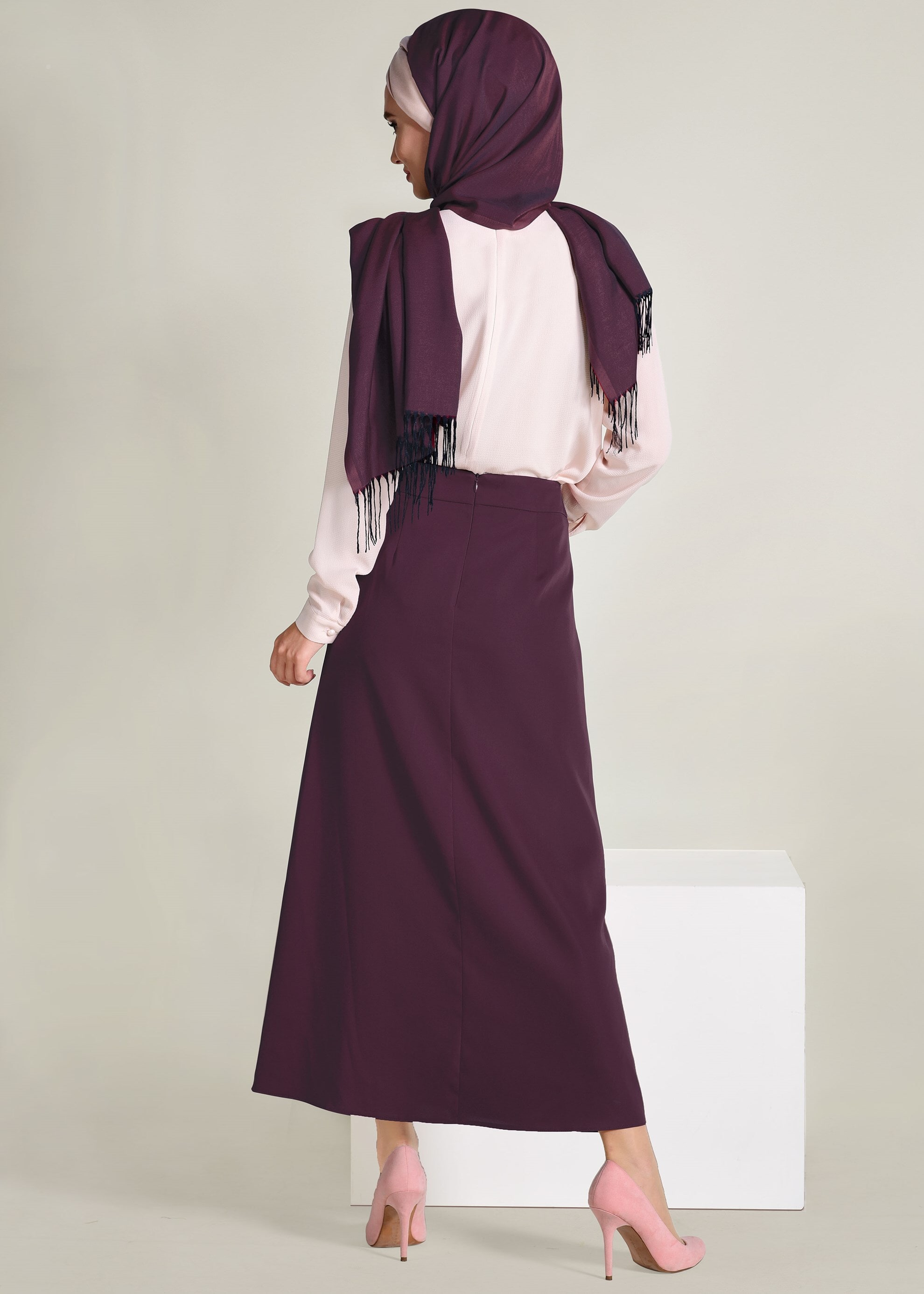 Tesettür giyim PEMBE İŞLEMELİ BLUZ 4184