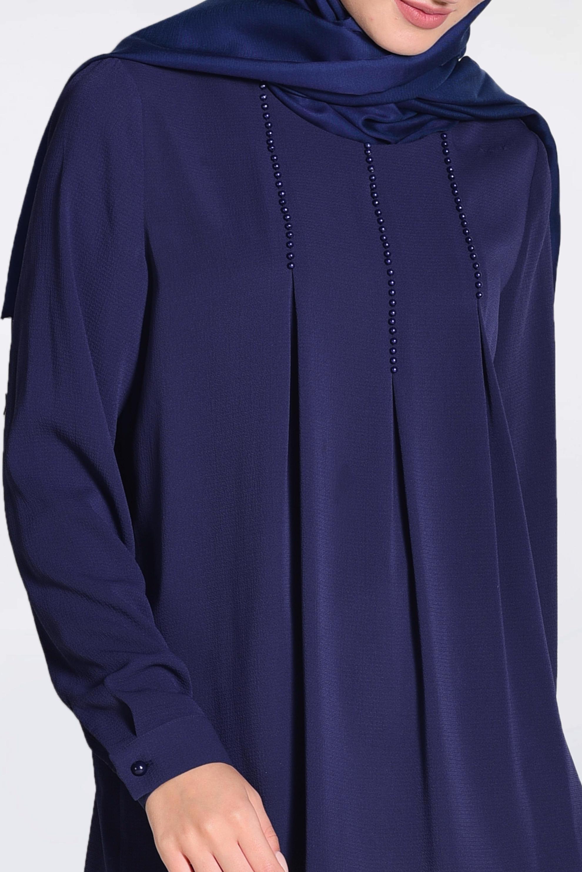 Tesettür giyim LACİVERT İŞLEMELİ BLUZ 4184