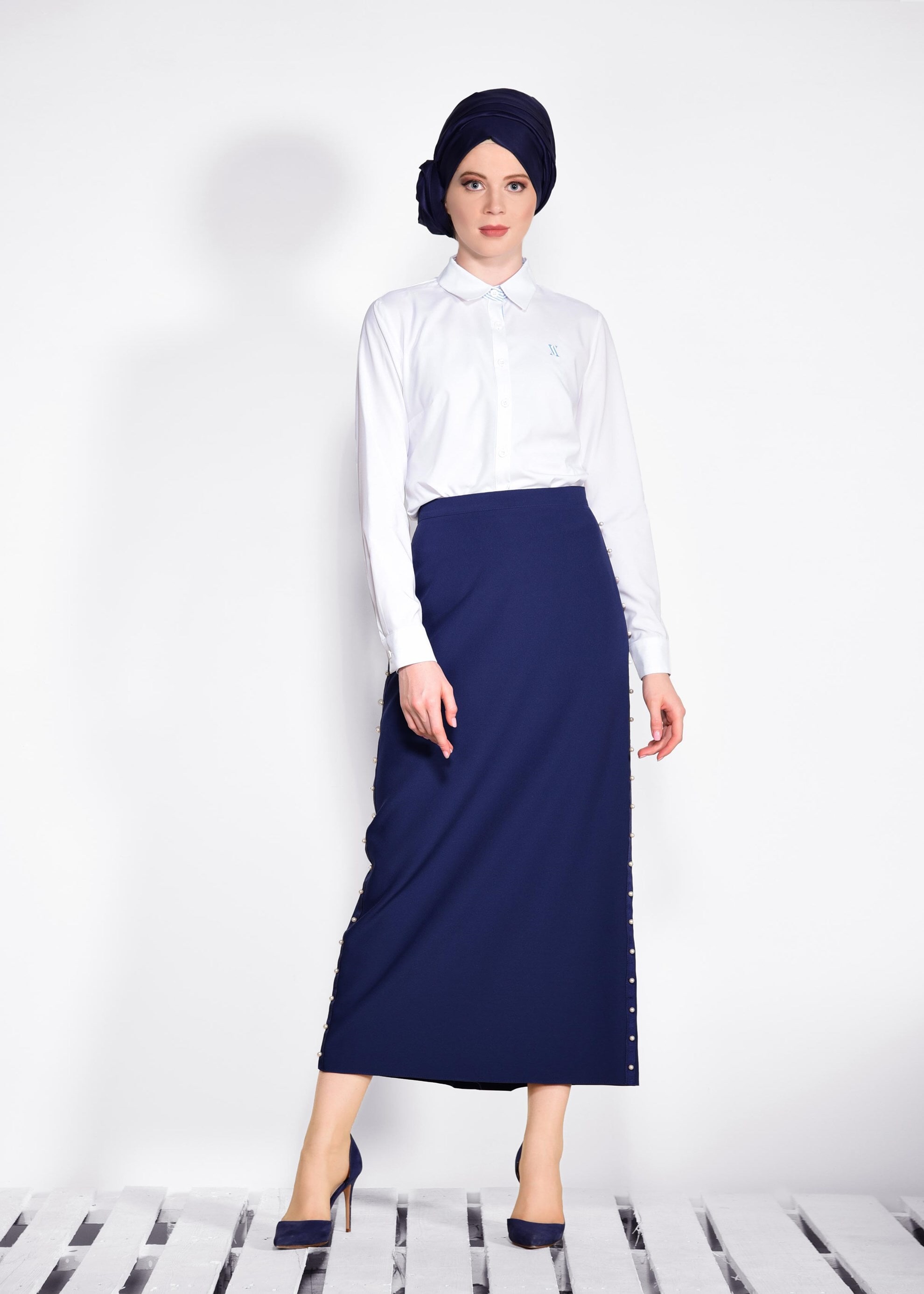 Tesettür giyim BEJ ARMA DETAYLI BLUZ 4191