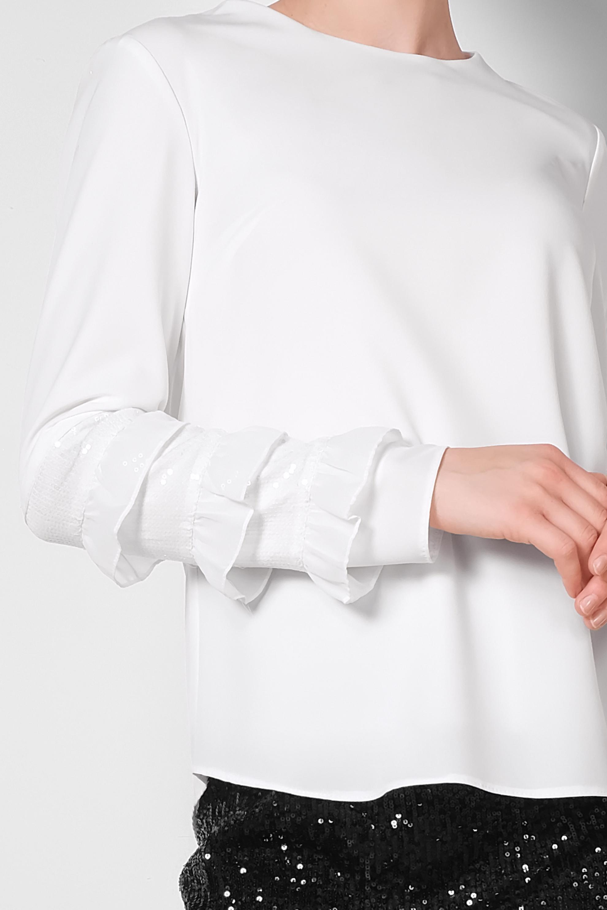 Tesettür giyim BEYAZ KOL KISMI PUL PAYET İŞLEMELİ BLUZ 4205