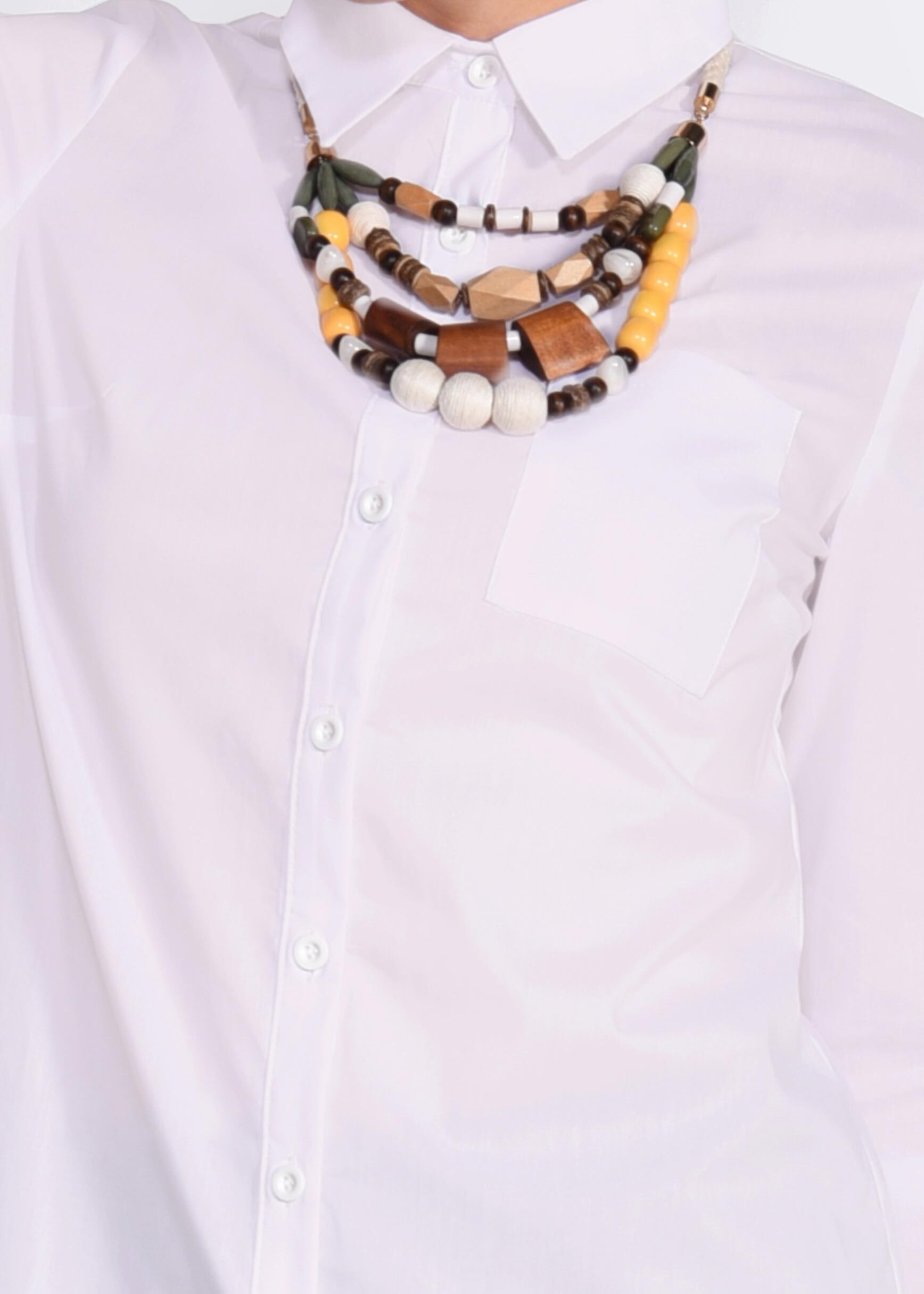 Tesettür giyim BEYAZ  DÜĞME DETAYLI BLUZ 4337