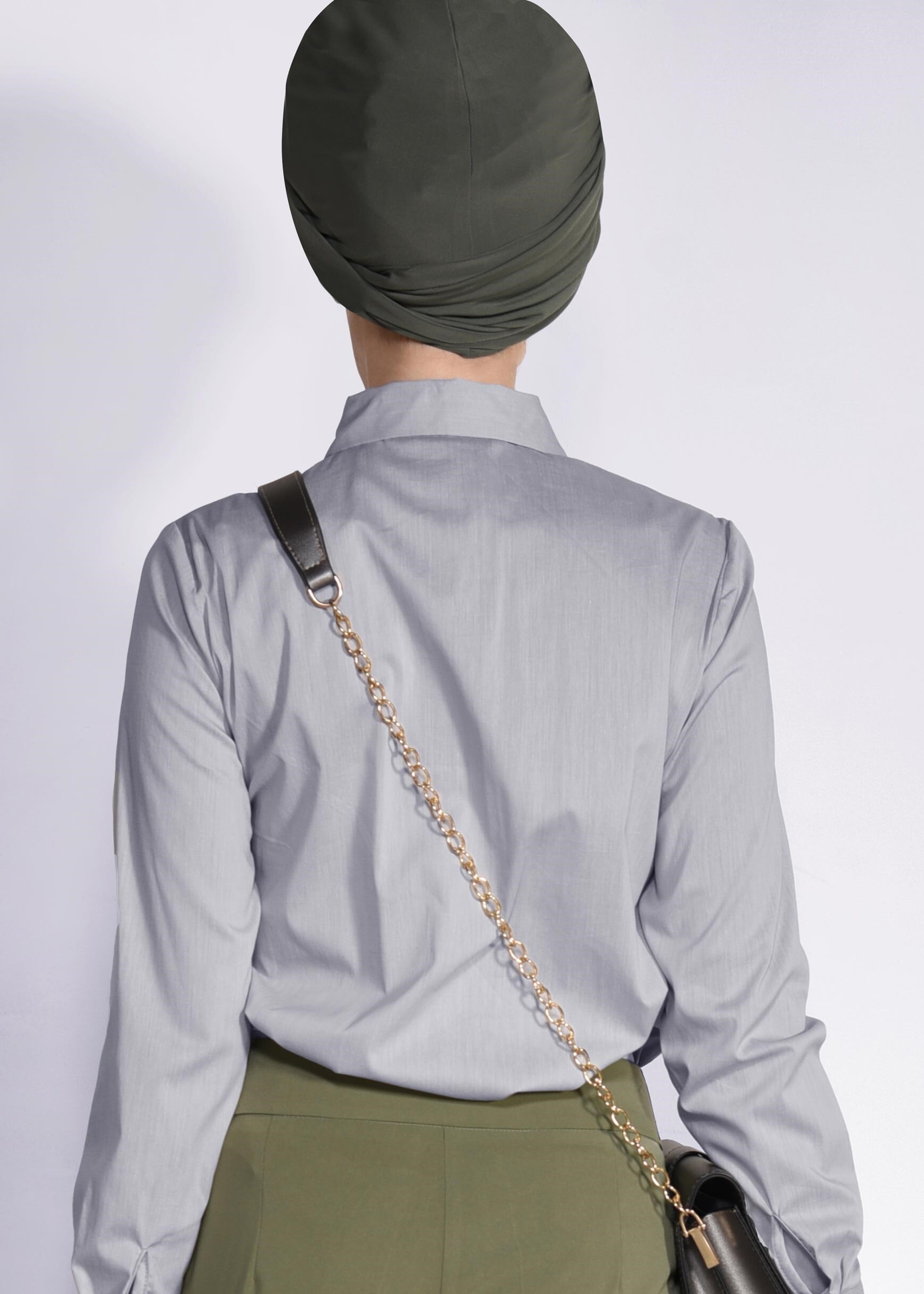 Tesettür giyim GRİ  DÜĞME DETAYLI BLUZ 4337