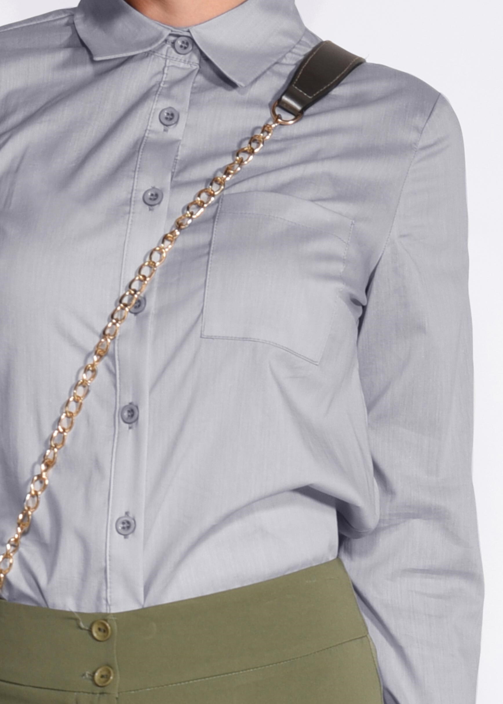 Tesettür giyim GRİ  DÜĞME DETAYLI BLUZ 4337