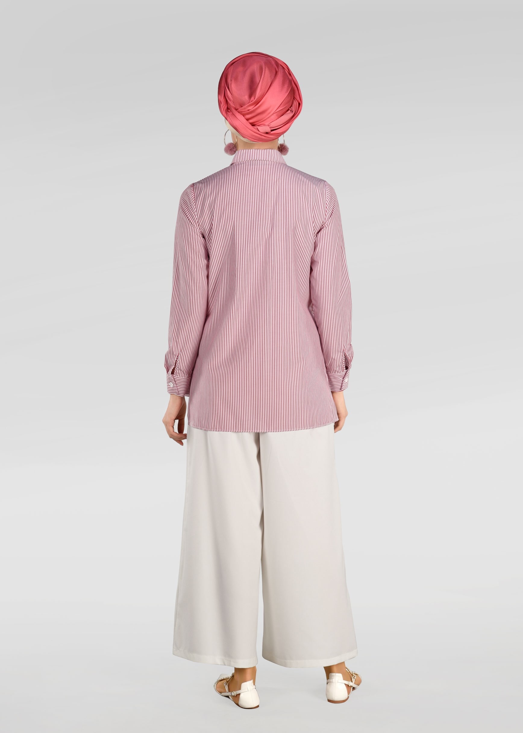 Tesettür giyim KIRMIZI ÇİZGİLİ BLUZ 4900