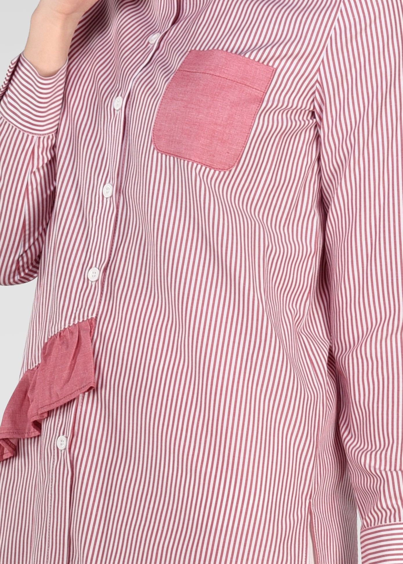 Tesettür giyim KIRMIZI ÇİZGİLİ BLUZ 4900