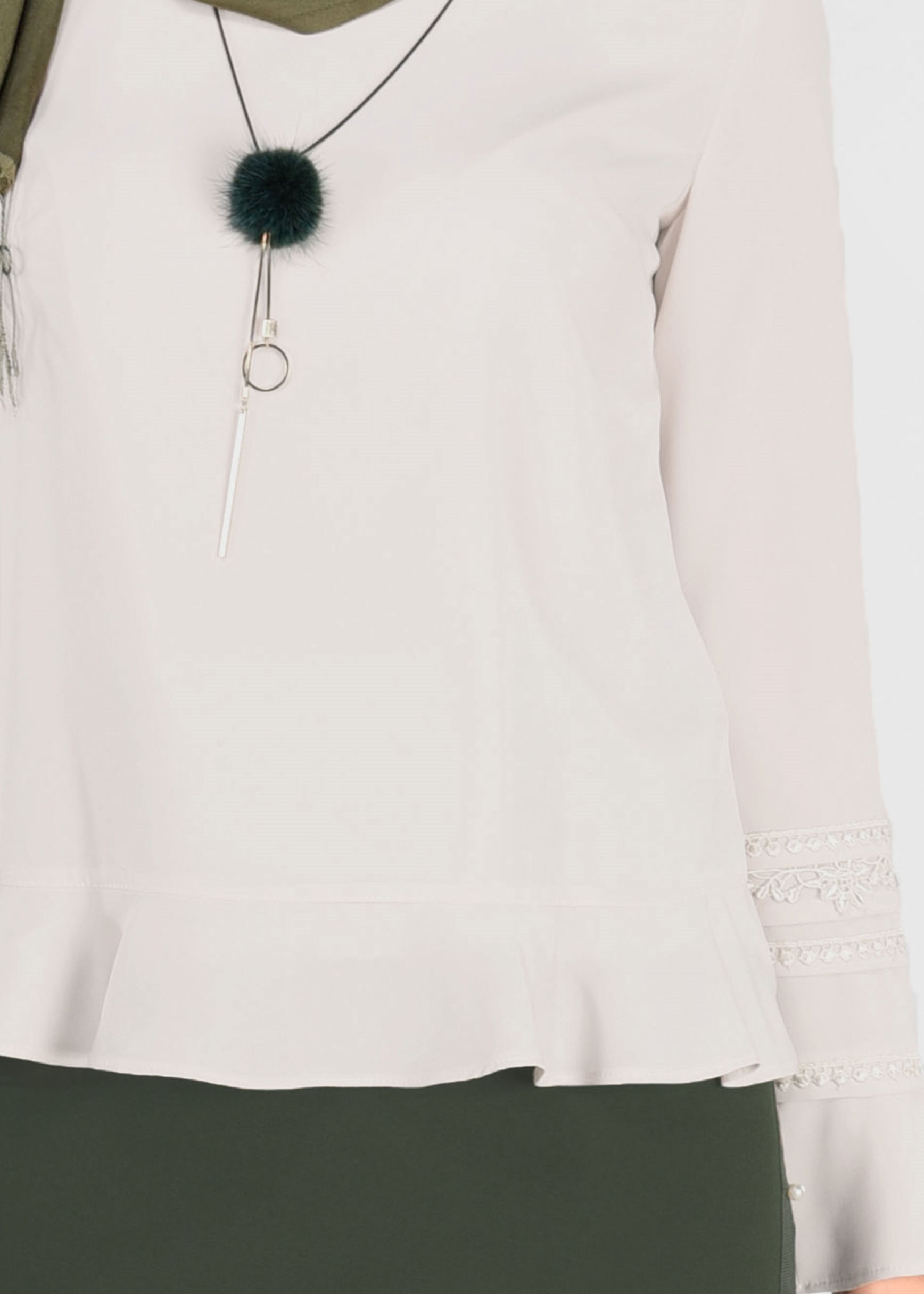 Tesettür giyim BEJ NAKIŞ İŞLEMELİ BLUZ 4928