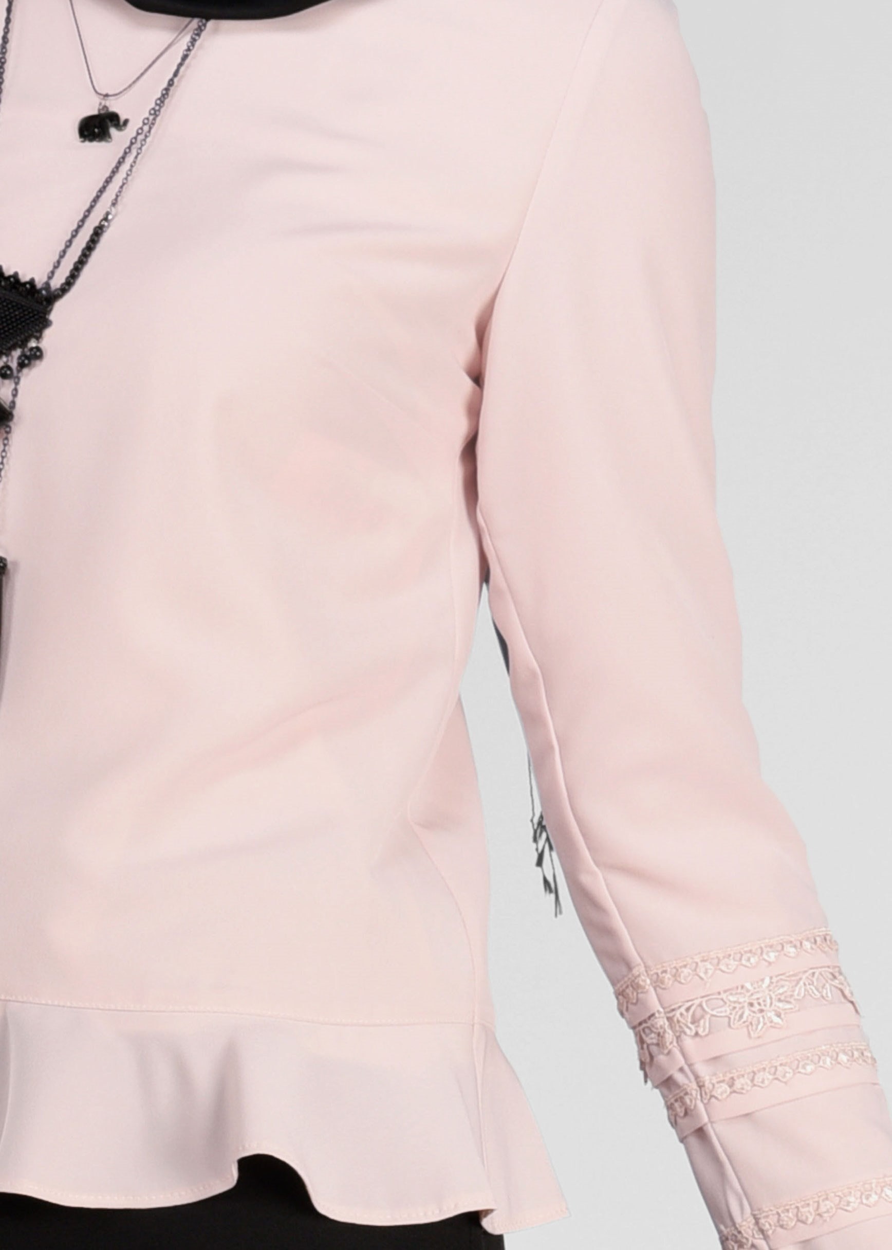 Tesettür giyim PUDRA NAKIŞ İŞLEMELİ BLUZ 4928