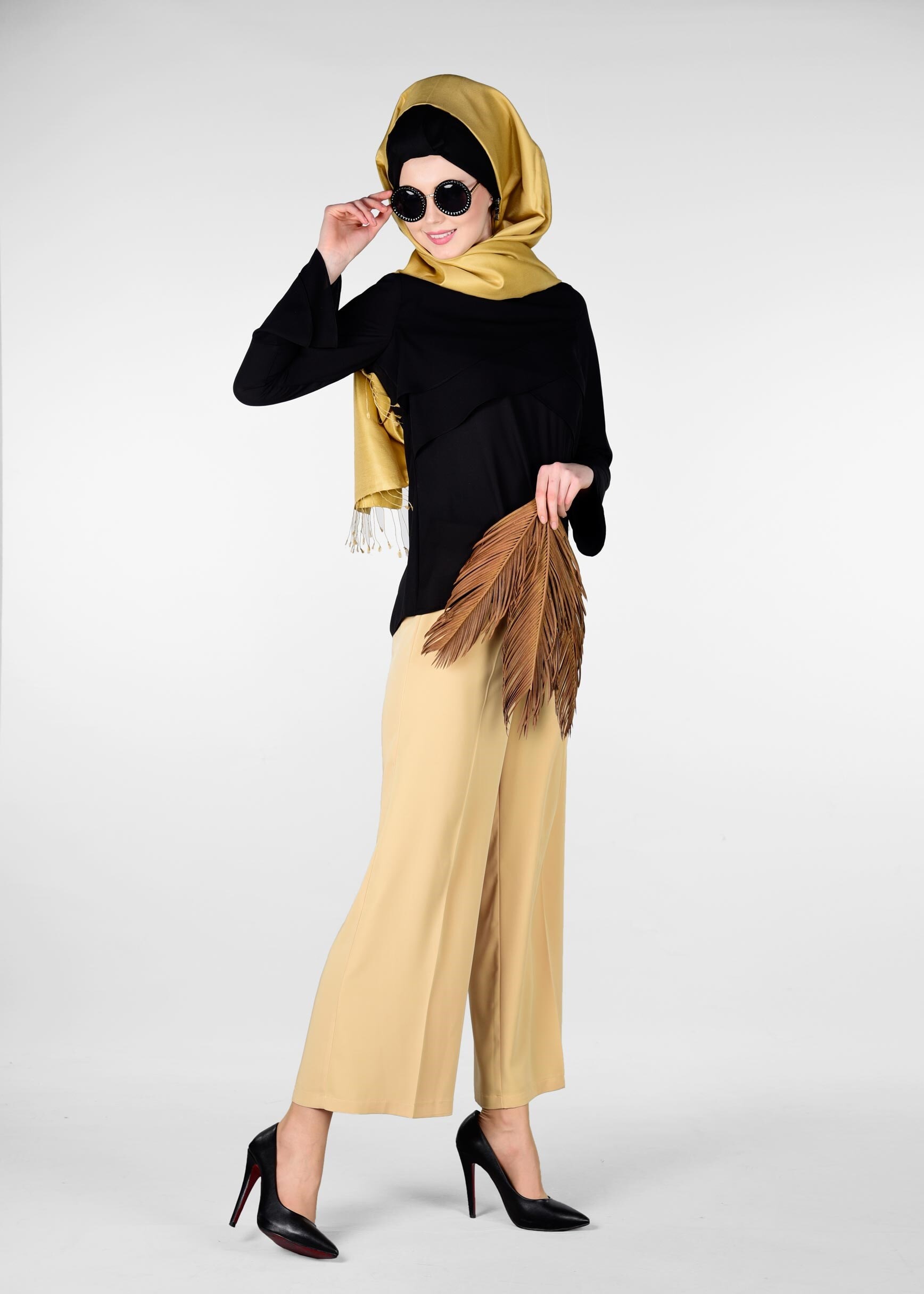 Tesettür giyim SİYAH GENİŞ KOL BLUZ 4962