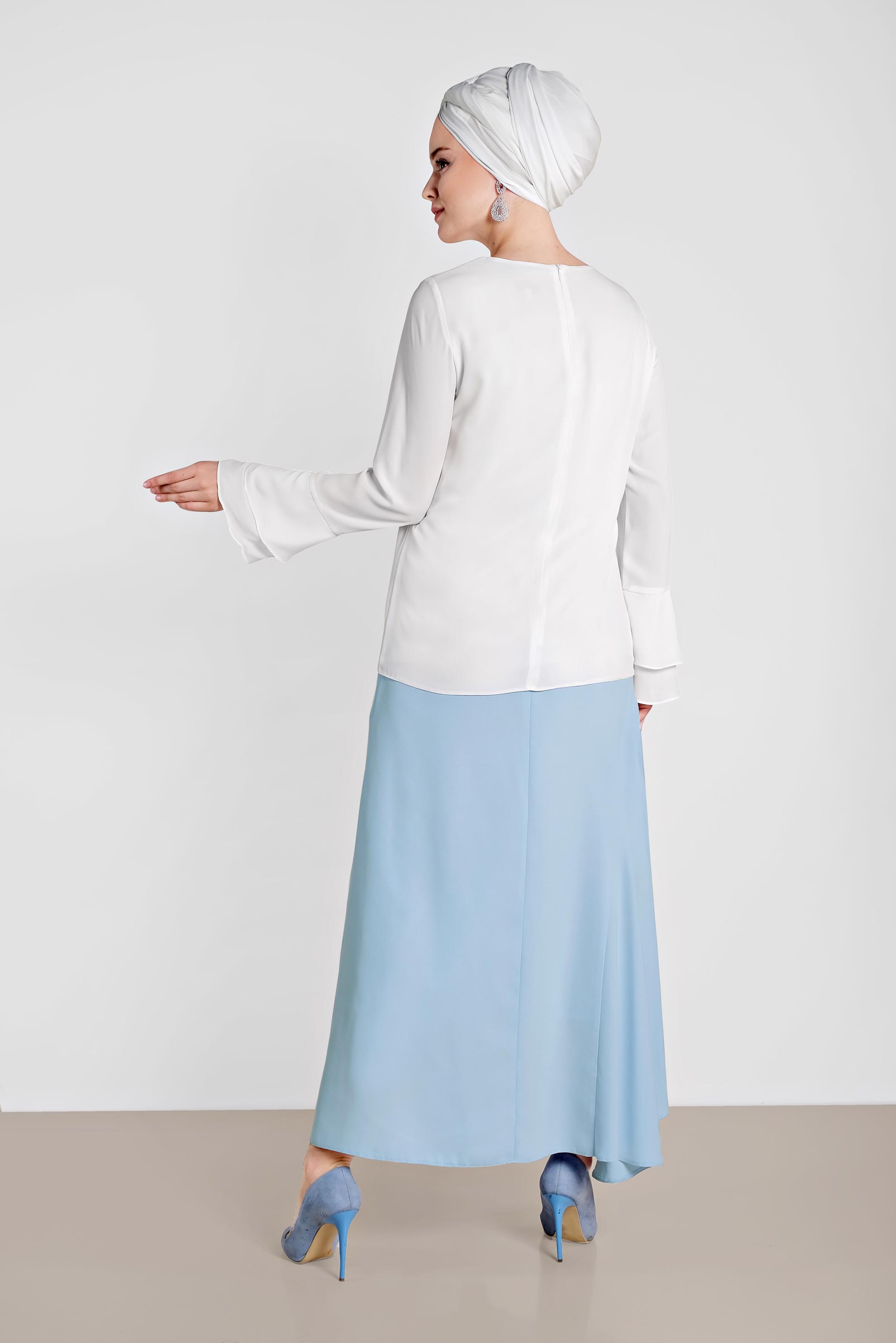 Tesettür giyim BEYAZ GENİŞ KOL BLUZ 4962