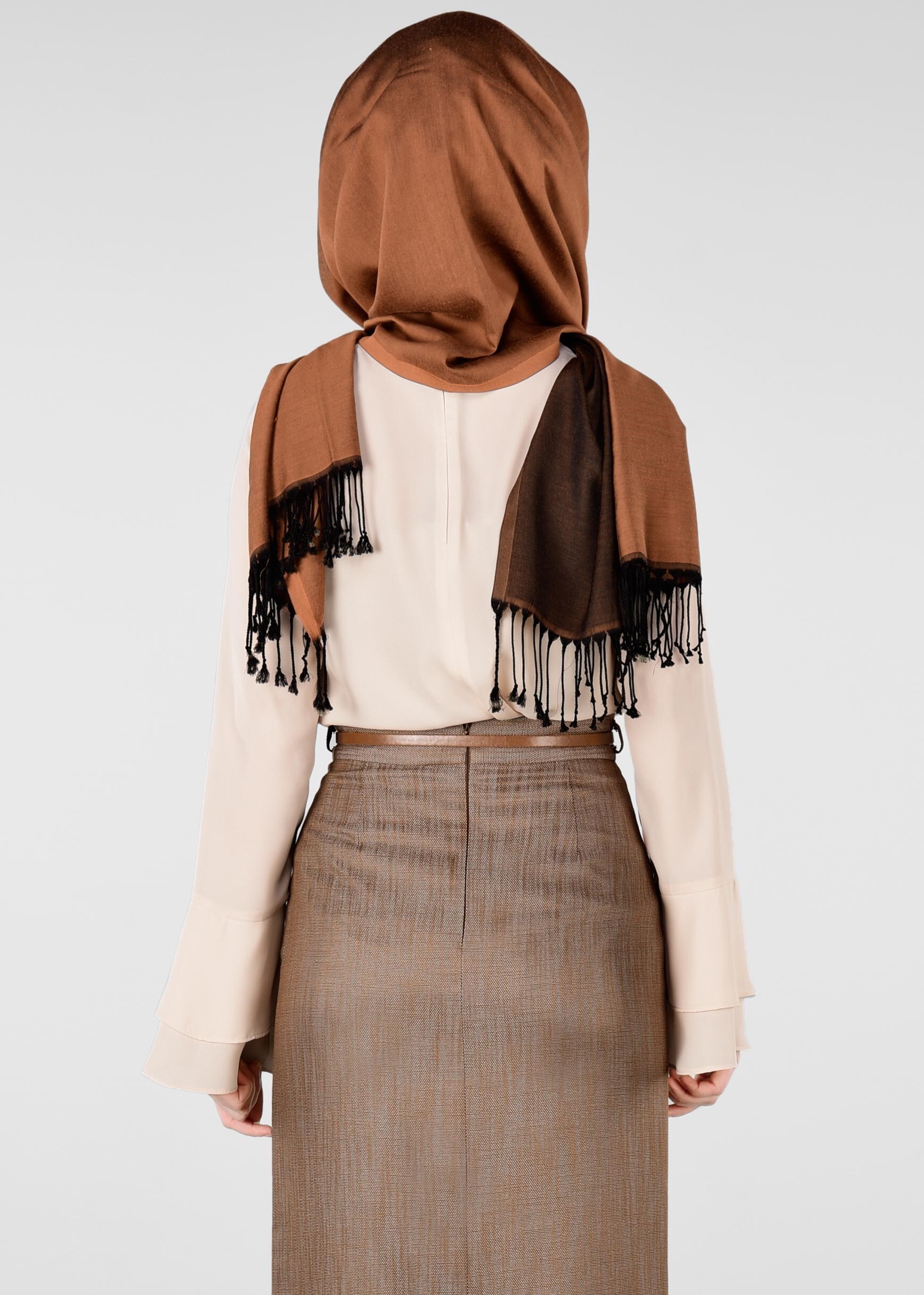 Tesettür giyim BEJ GENİŞ KOL BLUZ 4962