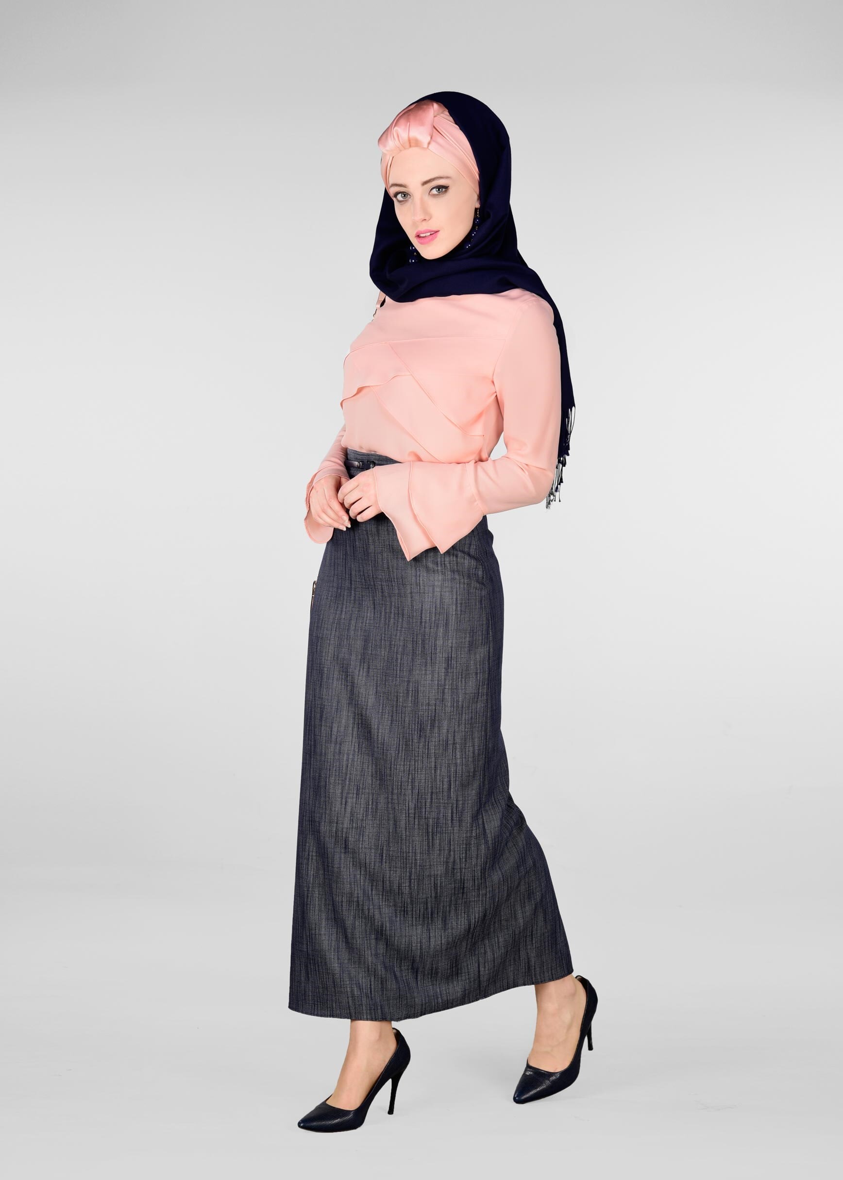 Tesettür giyim PUDRA GENİŞ KOL BLUZ 4962