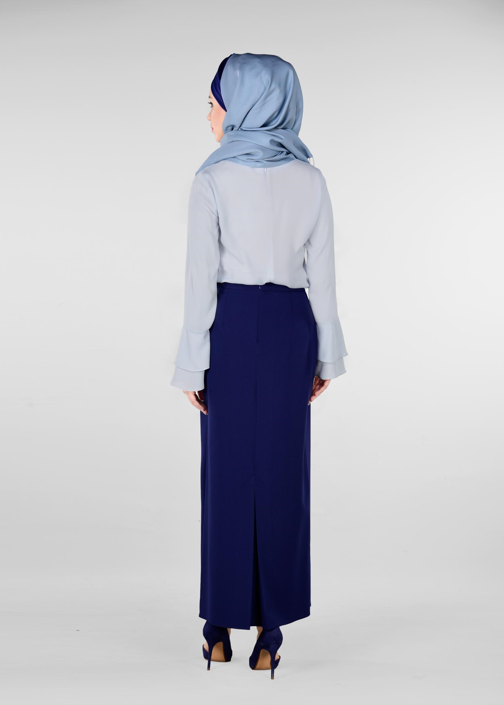 Tesettür giyim MAVİ GENİŞ KOL BLUZ 4962