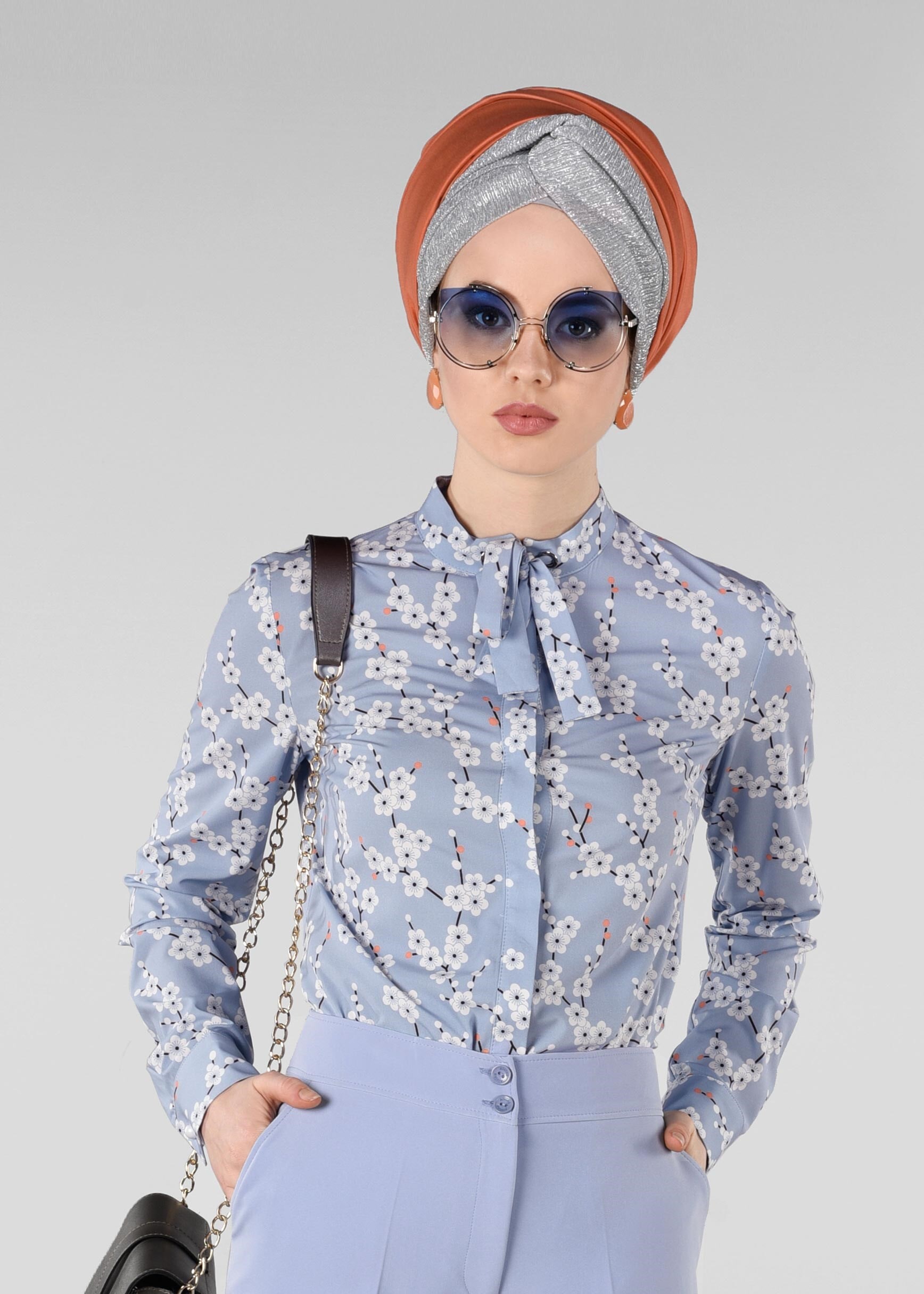 Tesettür giyim MAVİ 4974 FLEX 33088 BLUZ 38/46