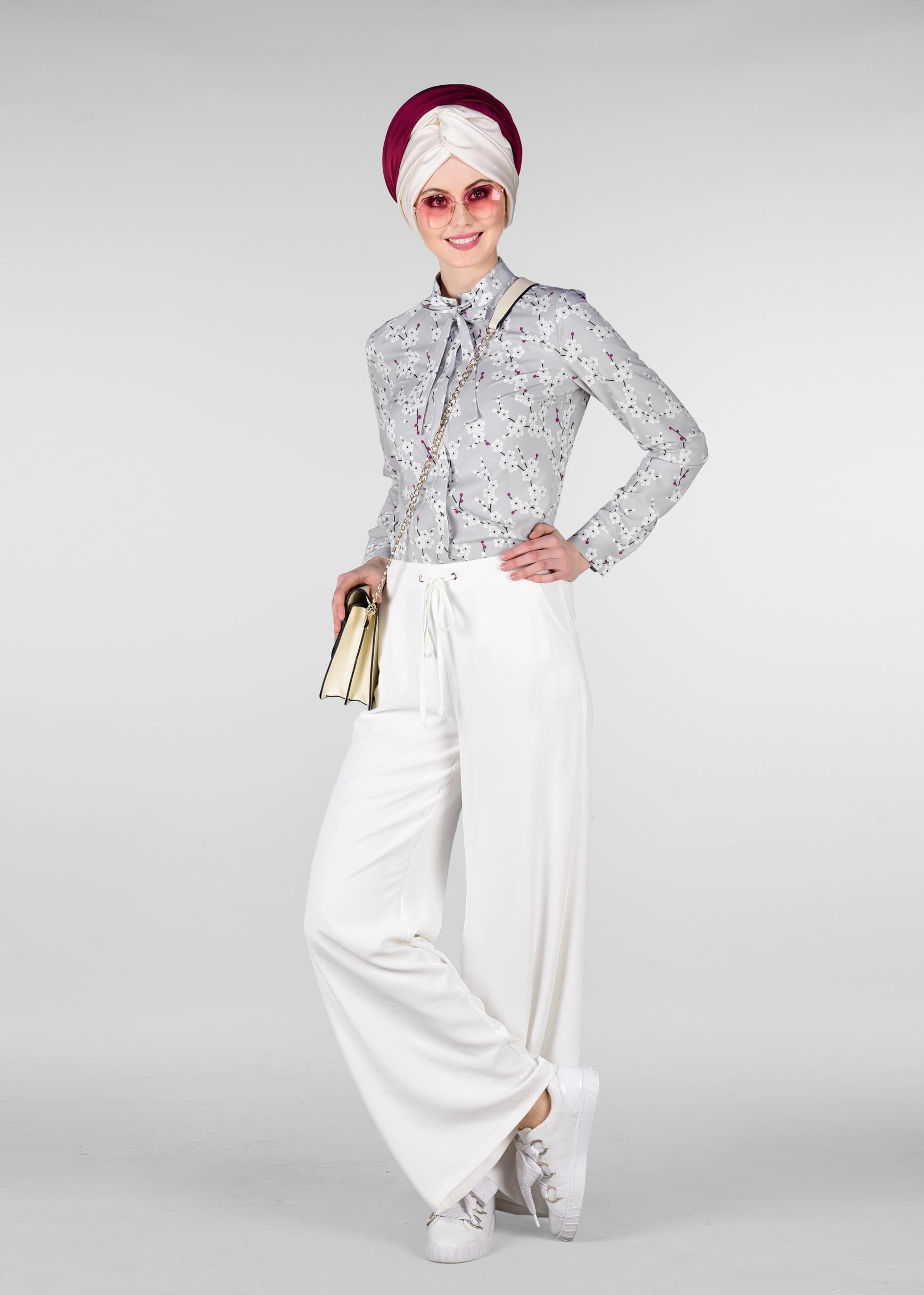 Tesettür giyim GRİ 4974 FLEX 33088 BLUZ 38/46