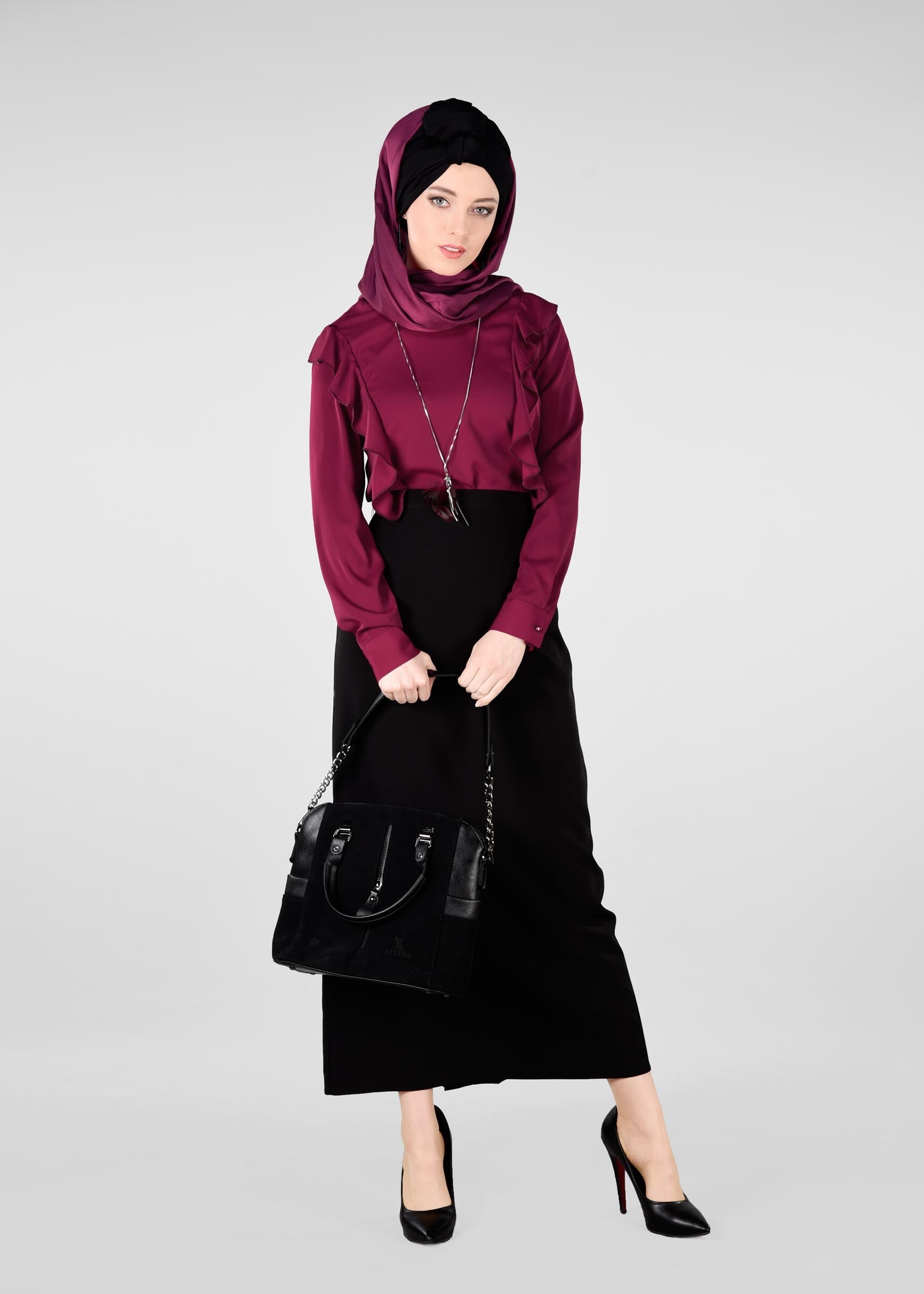 Tesettür giyim MOR FIRFIR DETAYLI BLUZ 4981