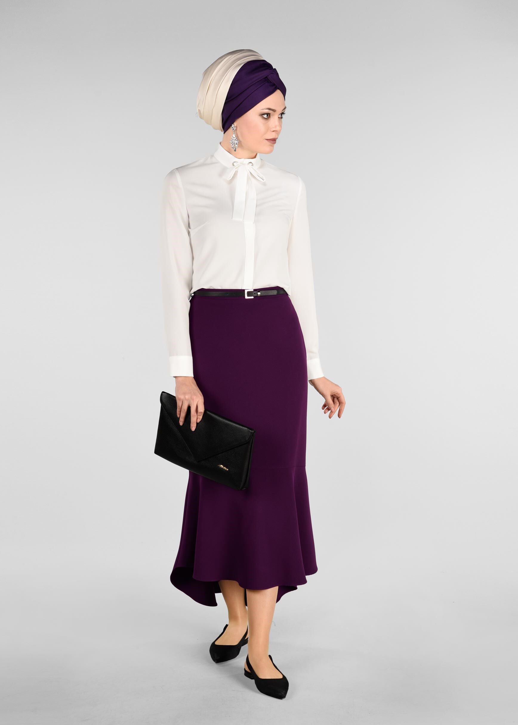 Tesettür giyim BEYAZ FULARLI BLUZ 4983