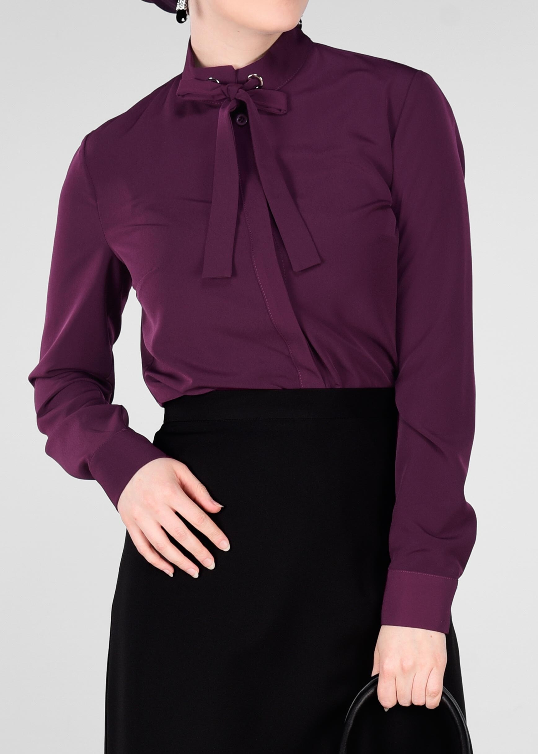 Tesettür giyim MÜRDÜM FULARLI BLUZ 4983