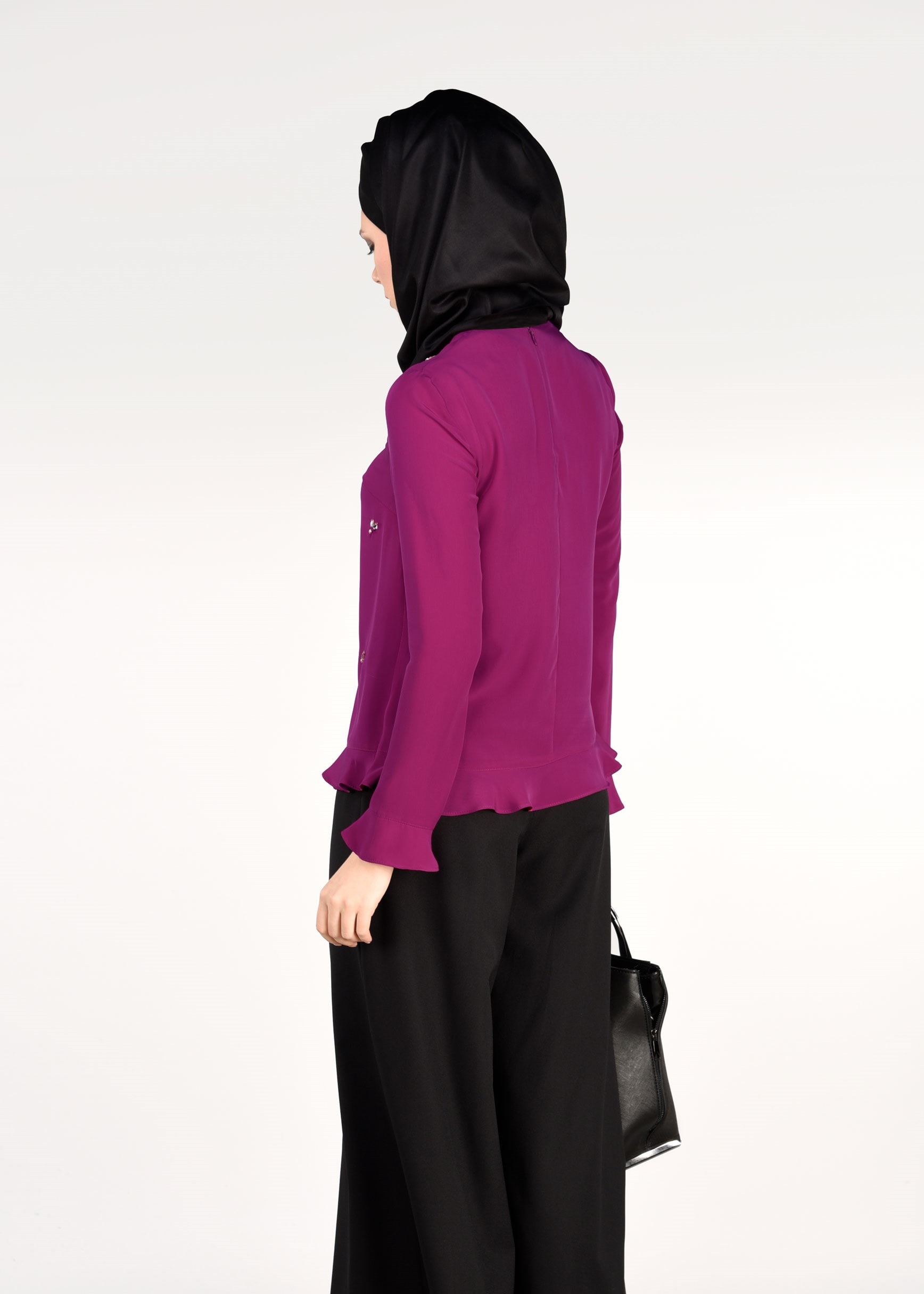 Tesettür giyim FUŞYA BONCUK İŞLEMELİ BLUZ 4984