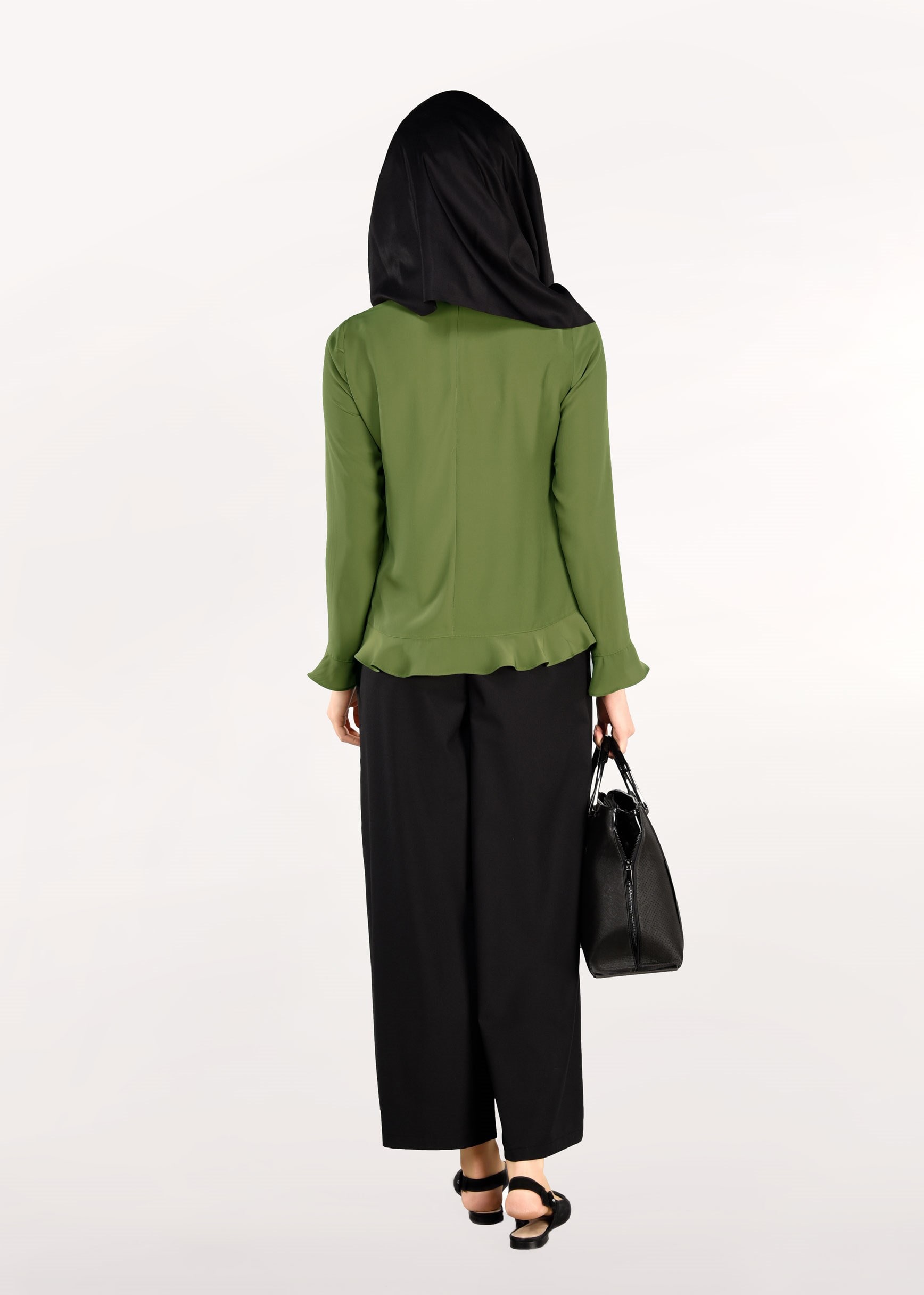 Tesettür giyim HAKİ BONCUK İŞLEMELİ BLUZ 4984