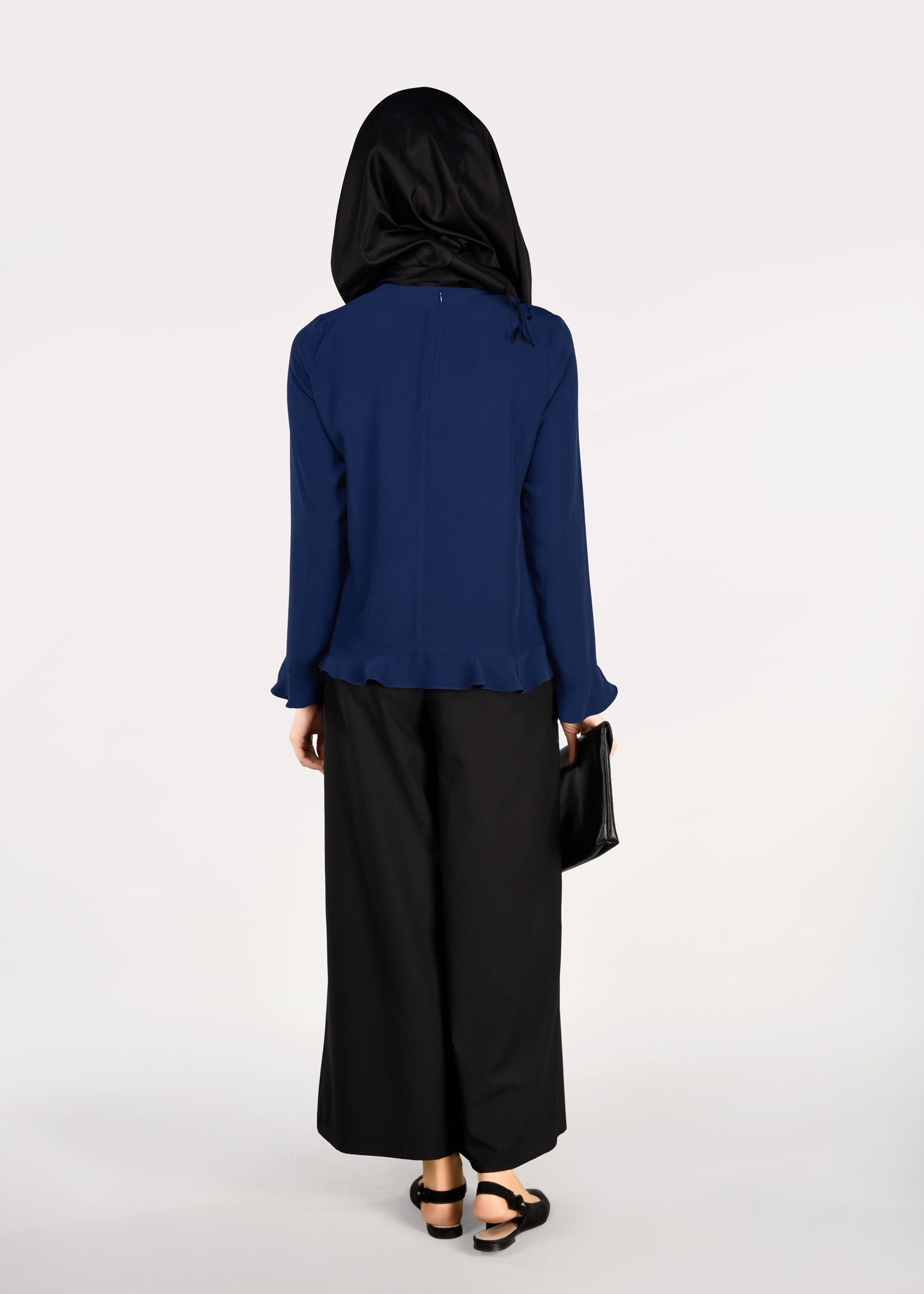 Tesettür giyim LACİVERT BONCUK İŞLEMELİ BLUZ 4984