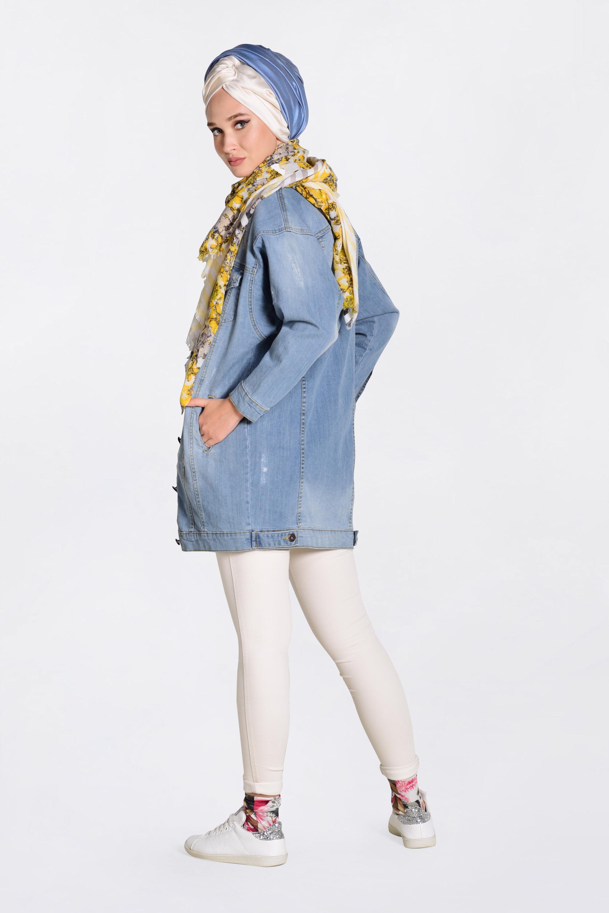 Tesettür giyim MAVİ 4167 WENTİ DENİM CEKET 36/42