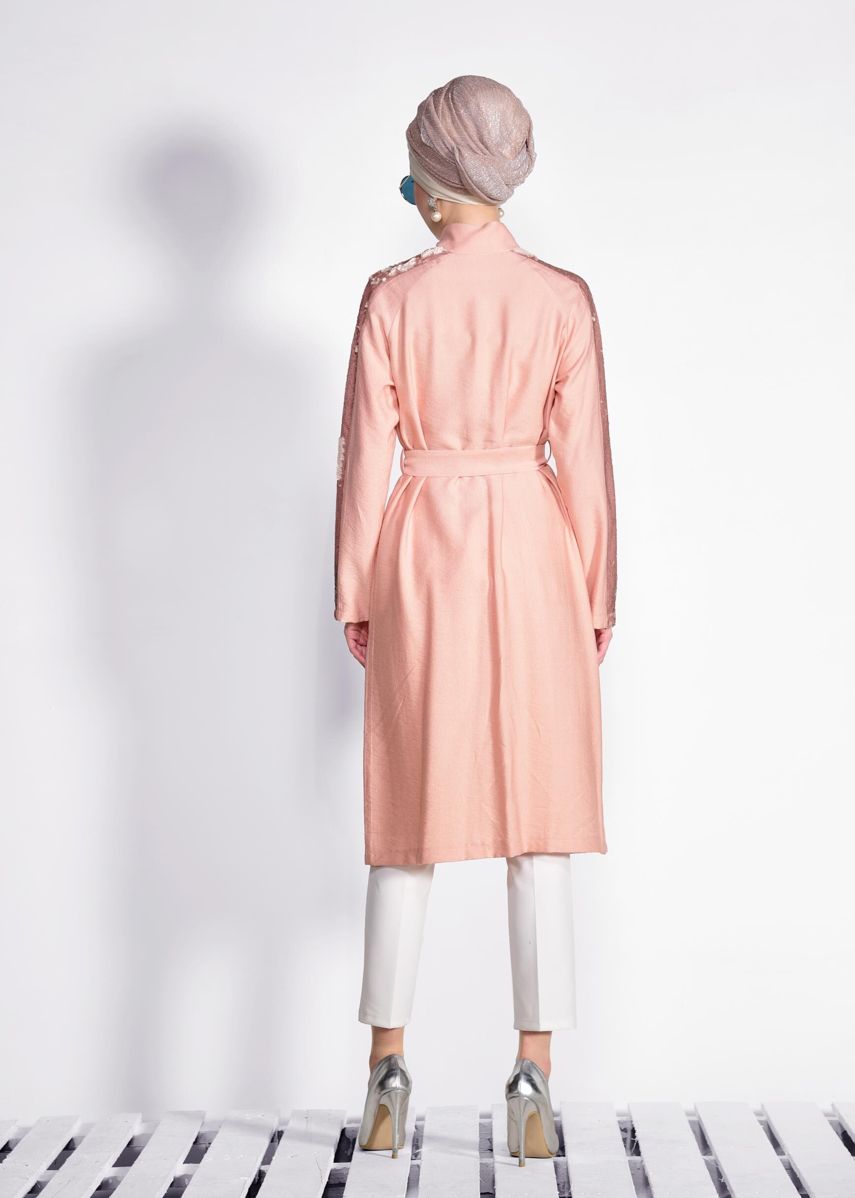 Tesettür giyim PUDRA KOLLARI PUL PAYETLİ KEMERLİ GİY ÇIK 4177