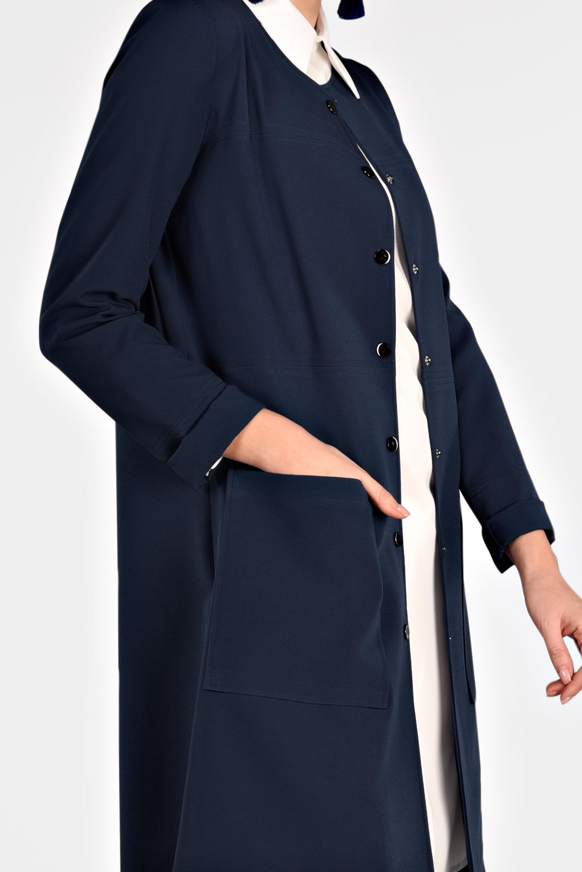 Tesettür giyim LACİVERT YUVARLAK YAKA ÇITÇITLI CEKET 4973