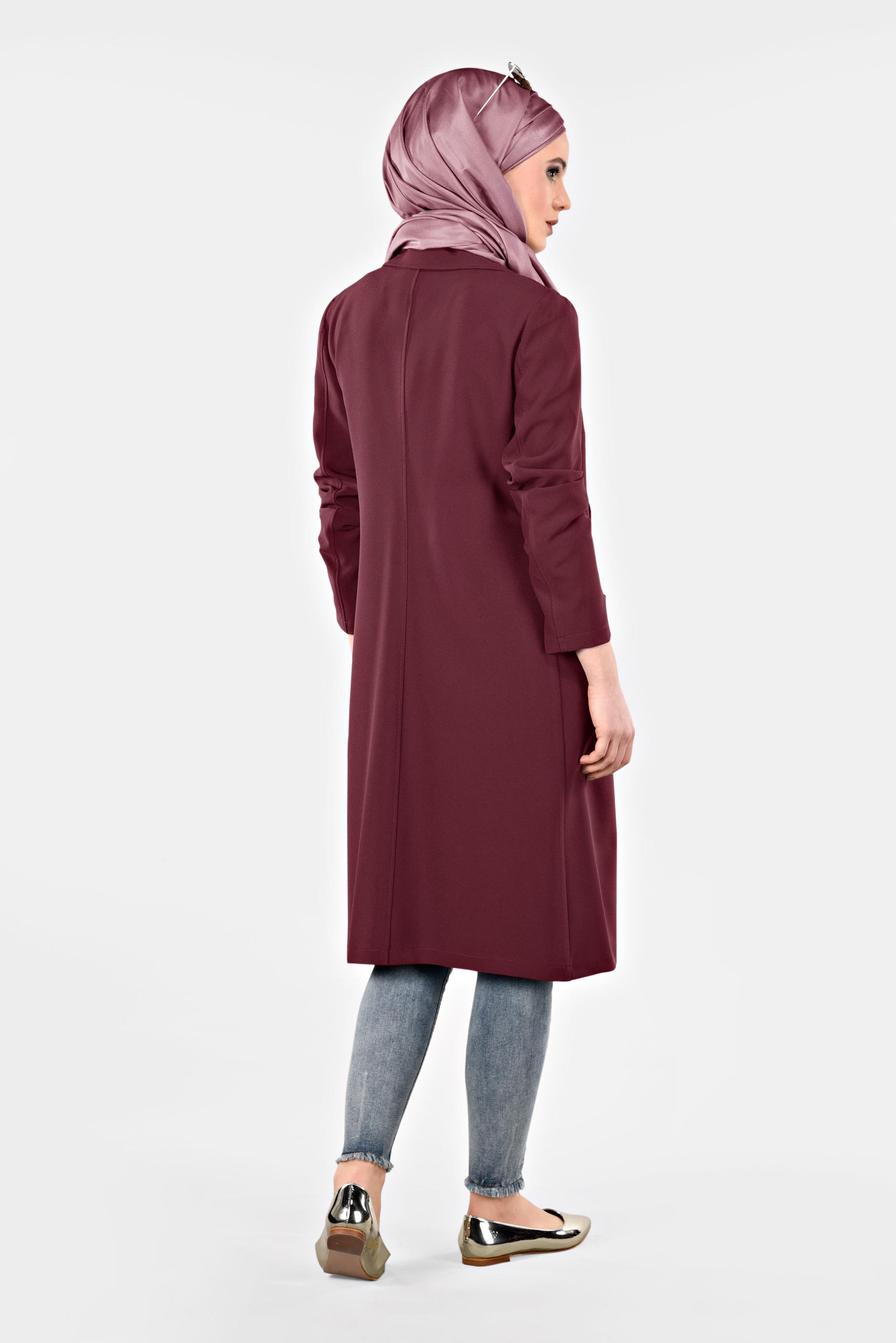 Tesettür giyim BORDO CEPLİ KLASİK KESİM CEKET 4979
